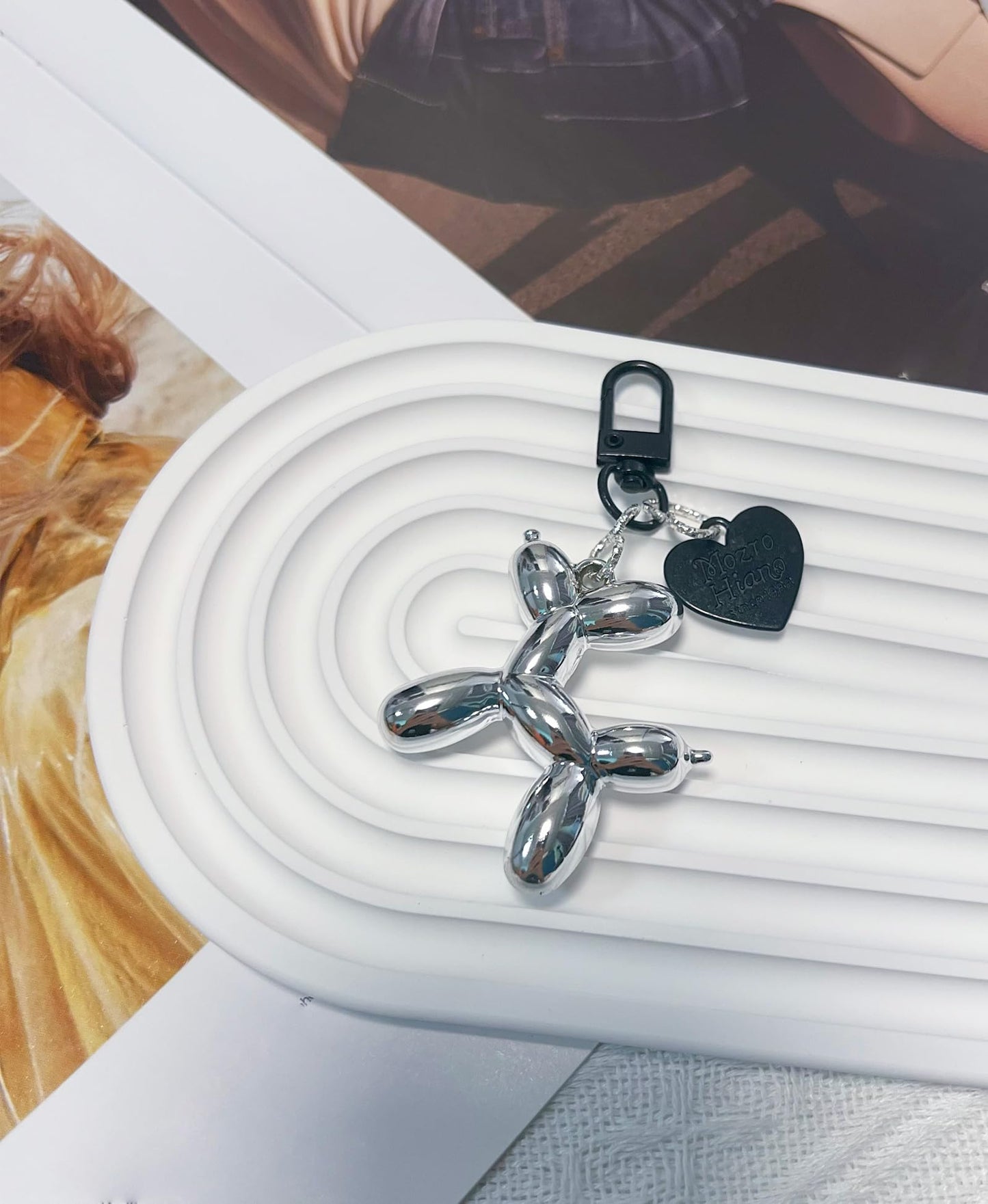 LAEKOU Jelly Balloon Dog Design Keychain for Women, Cute Girls Key Chain, Bag Charms Accessories for Car Purse Backpack