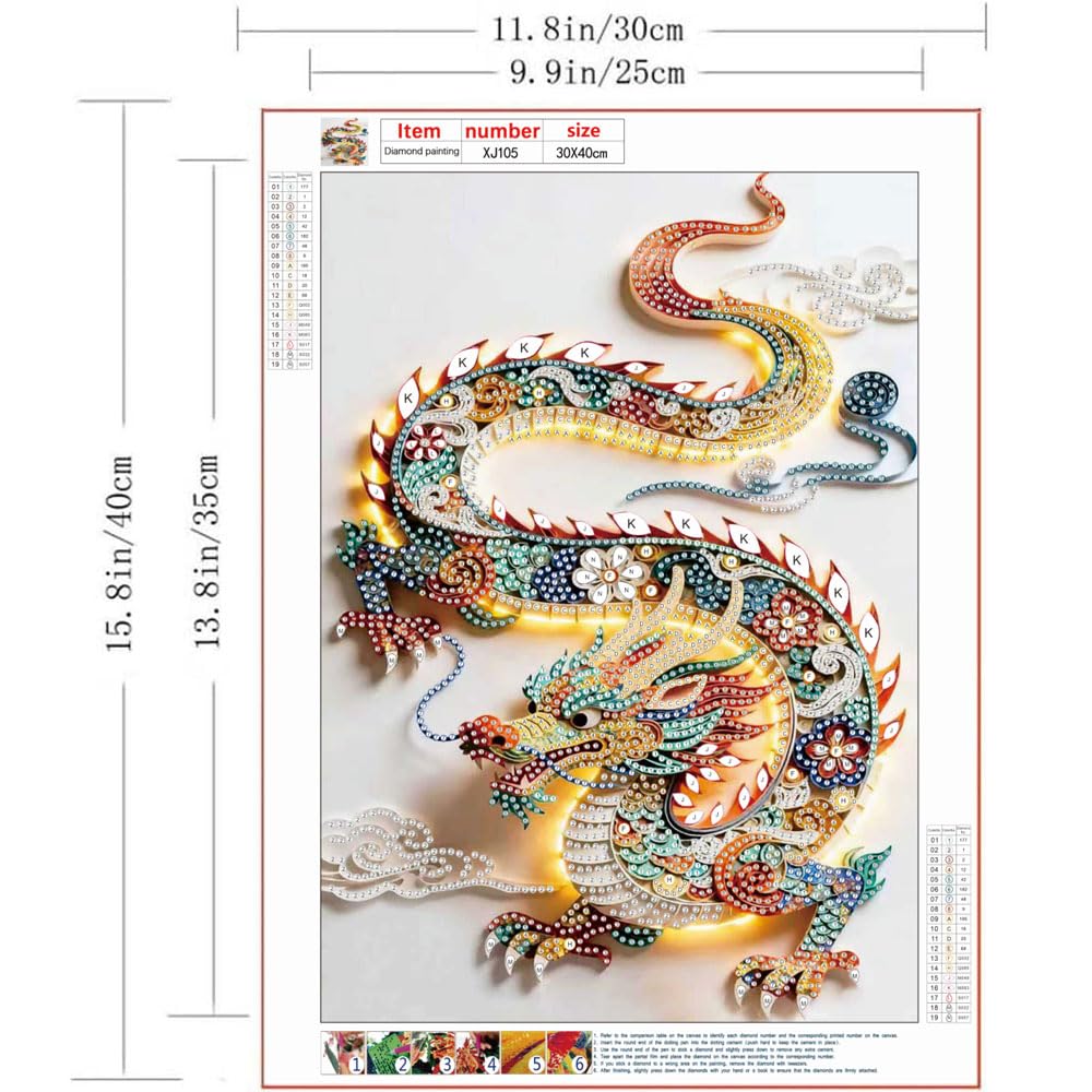 Dragon Special Shape Diamond Art Kits For Adults Beginners,DIY Crystal Rhinestones Diamond Painting Kit For Crafts For Adults,5D Diamond Art Painting Mosaic Making For Home Wall Decor 12 X 16inch