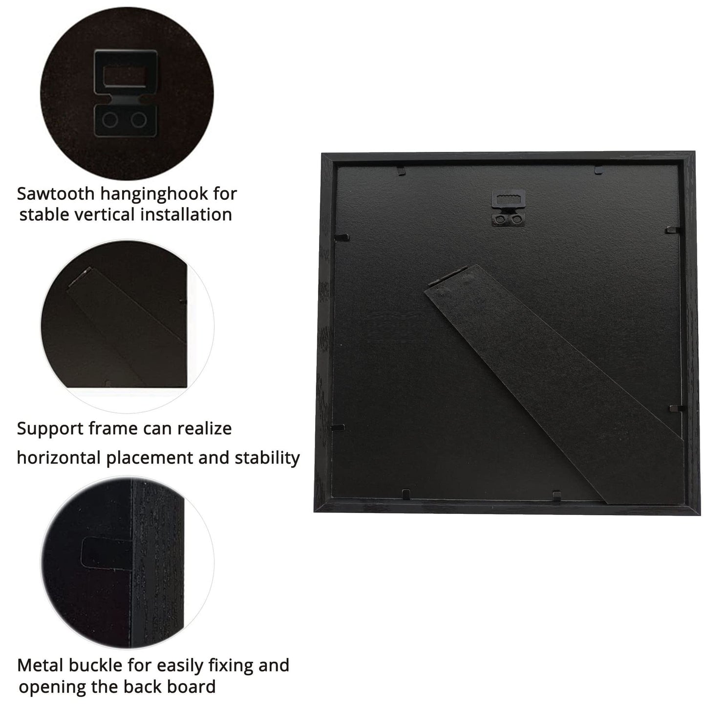 8x8 Shadow Box Frame Display Case, Wood with Plexiglass, Display Case Box for Memorabilia, Medal, Crafts,Tickets and Photos, Picture Frame for Wall and Tabletop (Black, 8x8)