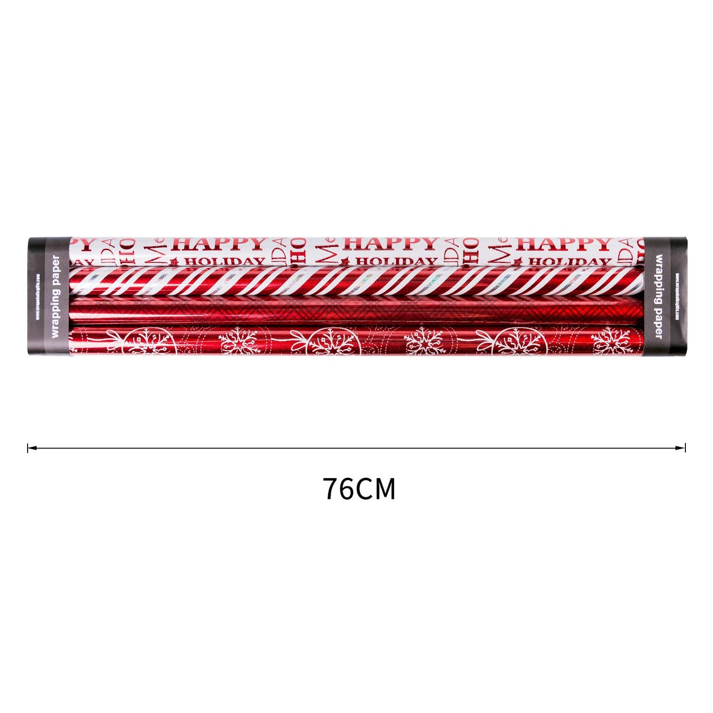 30 Inch Christmas Wrapping Paper Set - Jumbo Roll Red and White Christmas Design with Metallic Foil Shine - 4 Rolls - 30 inch x 120 inch Per Roll