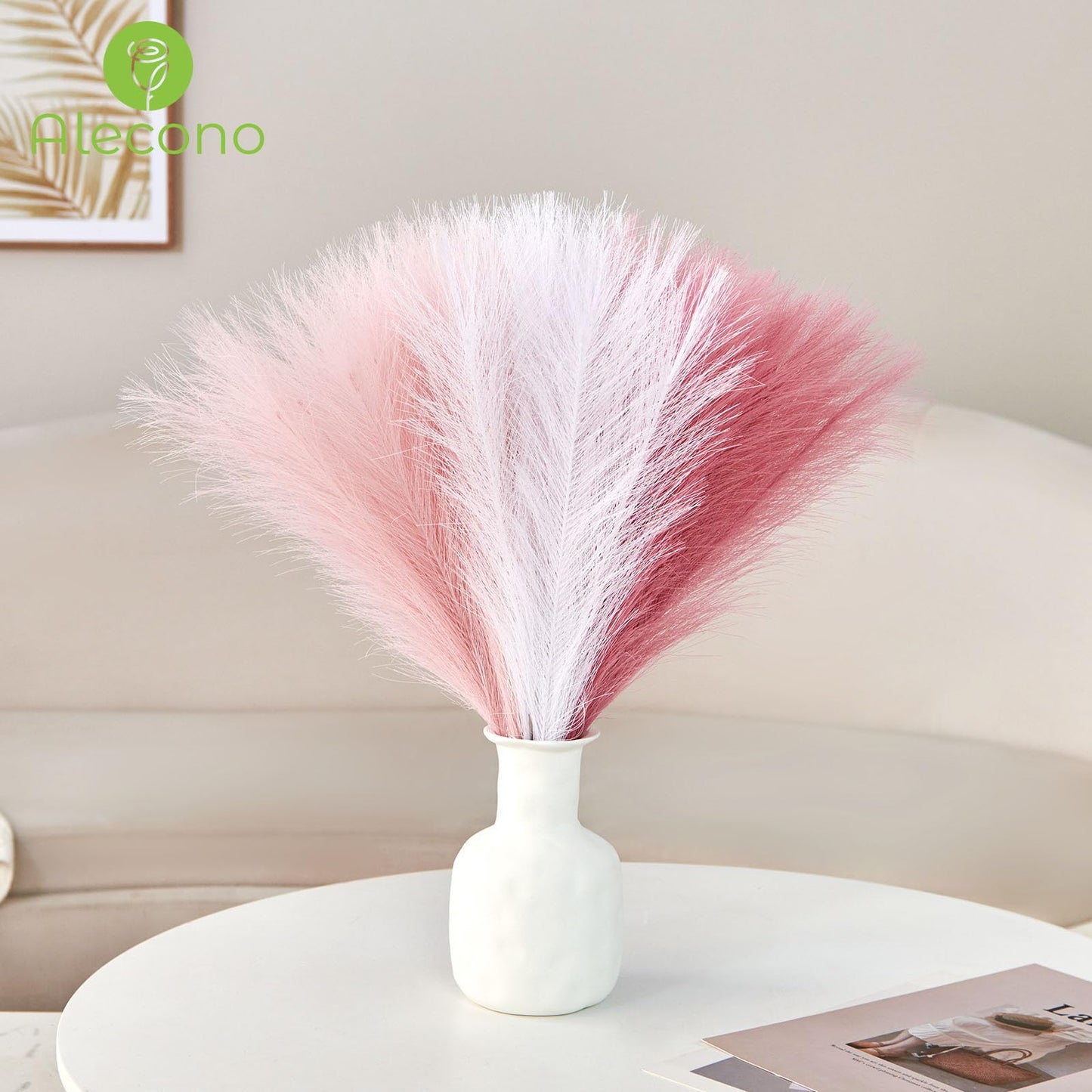 Alecono 𝟯𝟬𝙋𝙘𝙨 Pampas Grass 17in, Pink Pampas Grass Decor for Home Decoration, Faux Pampas Grass Wall Decor for Wedding Centerpieces Party Decorations(Blush, Cream, Pink)
