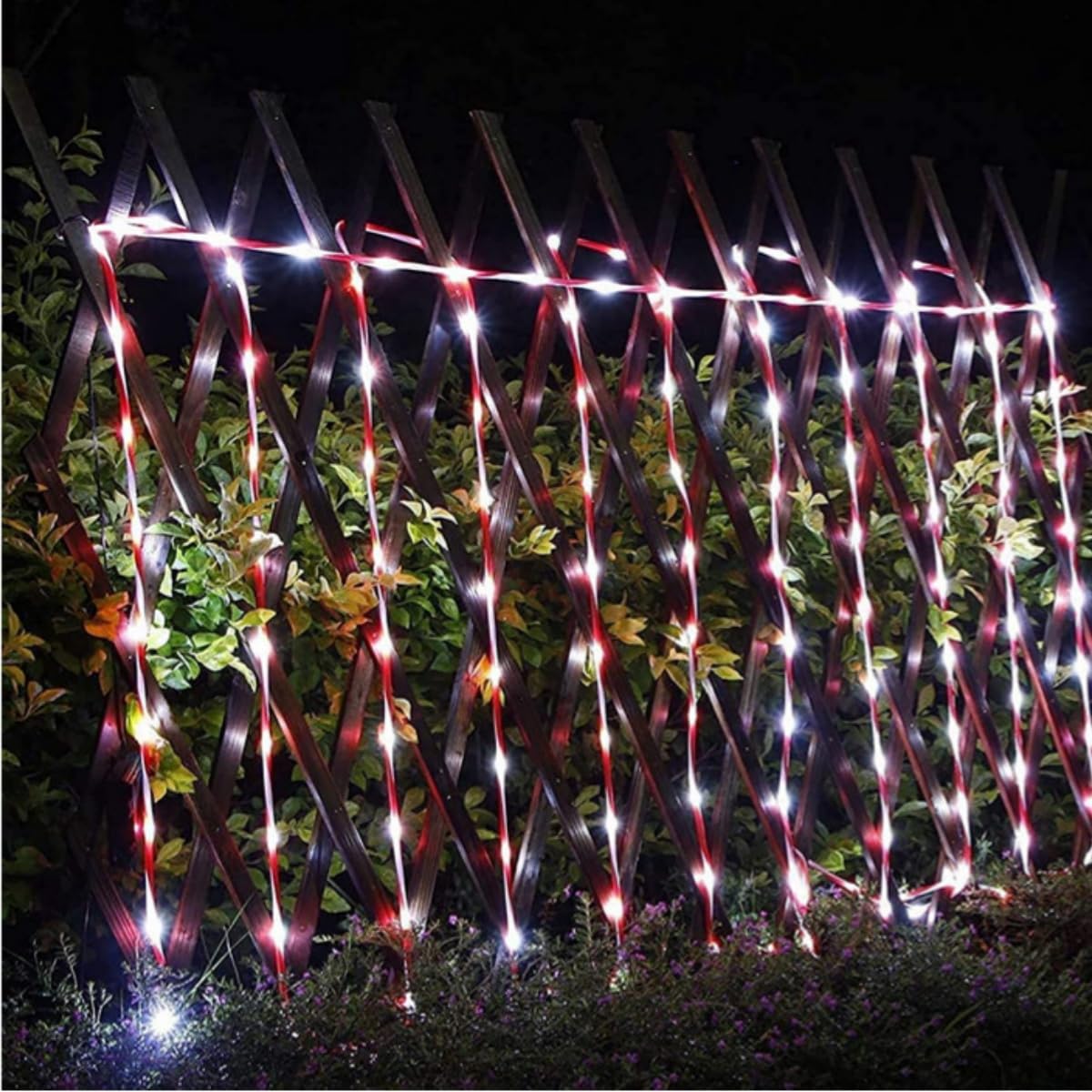 Solar Christmas Candy Cane Rope Lights, 2 Packs Each 33ft 100 LED Red & White Solar Rope Light Outdoor Waterproof Decorations String Tube Lights