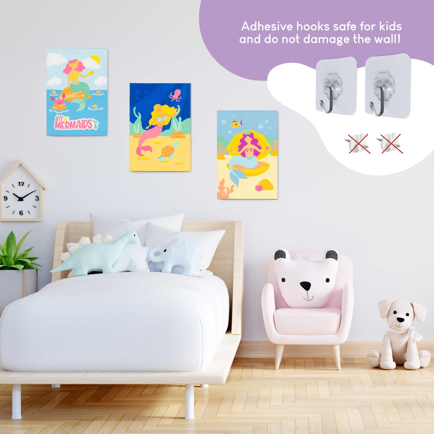 BONNYCO Paint by Numbers Kit for Kids Mermaid Pack 3 Canvas. Paint by Number Canvas Framed Pre Drawn, Mermaid Gifts for Girls Painting. Arts and Kids Crafts 4-6 8-12, Pintar por Numeros Niñas