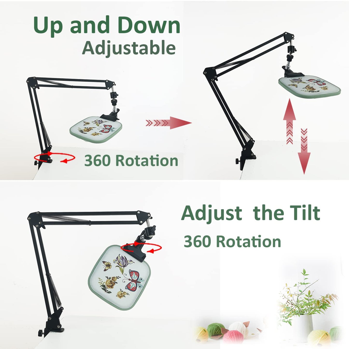 Hand Embroidery Stand Lap,Folding Cross Stitch Stand Clamp, Hand Embroidery Hoop Holder 360 Rotated Embroidery Holder Stand ,Embroidery Hoops Stand Suitable for Embroidery Hoops（Black）