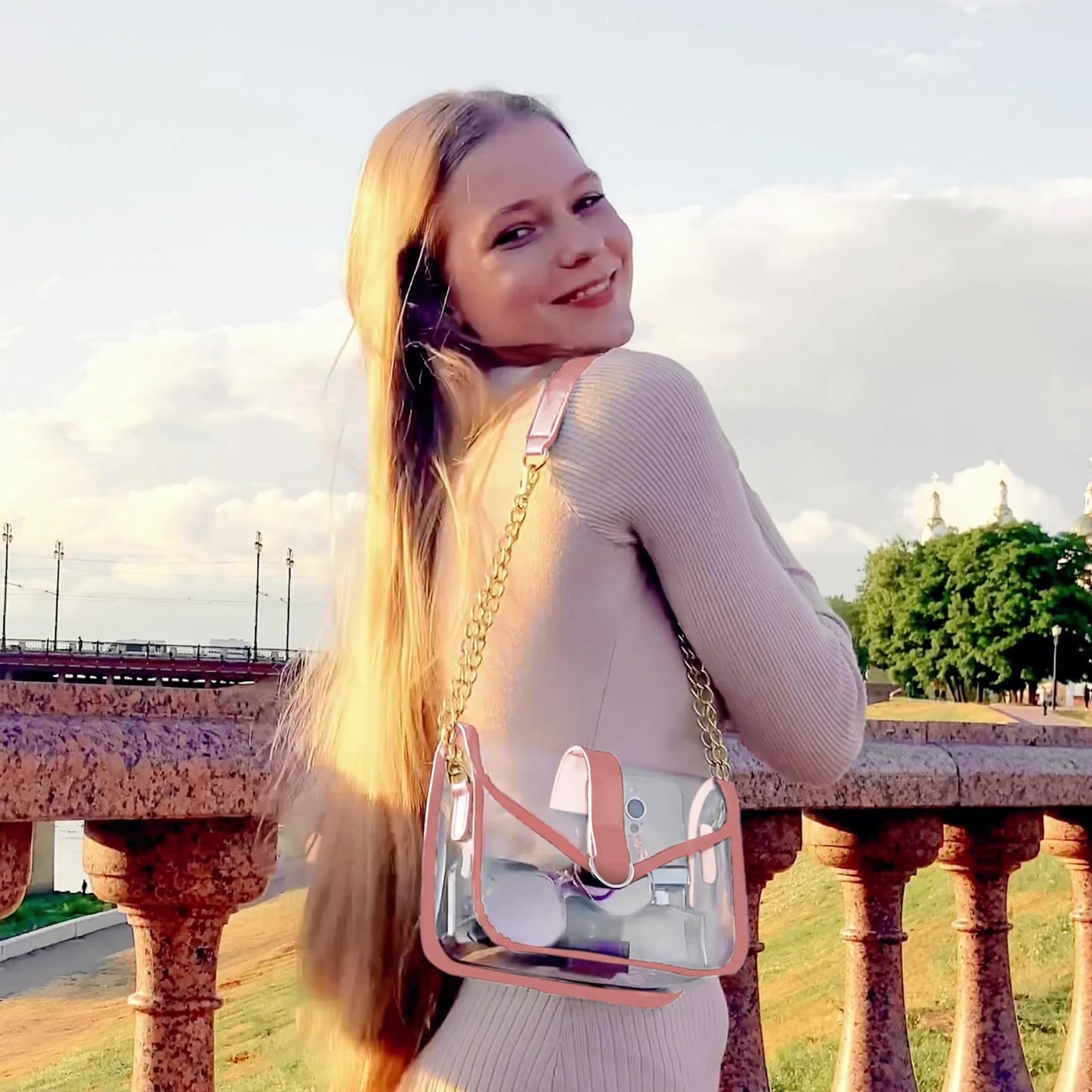 ProCase Clear Purse for Women, Crossbody Handbag Stadium Approved See Through Shoulder Bag for Concert Game Sport Event