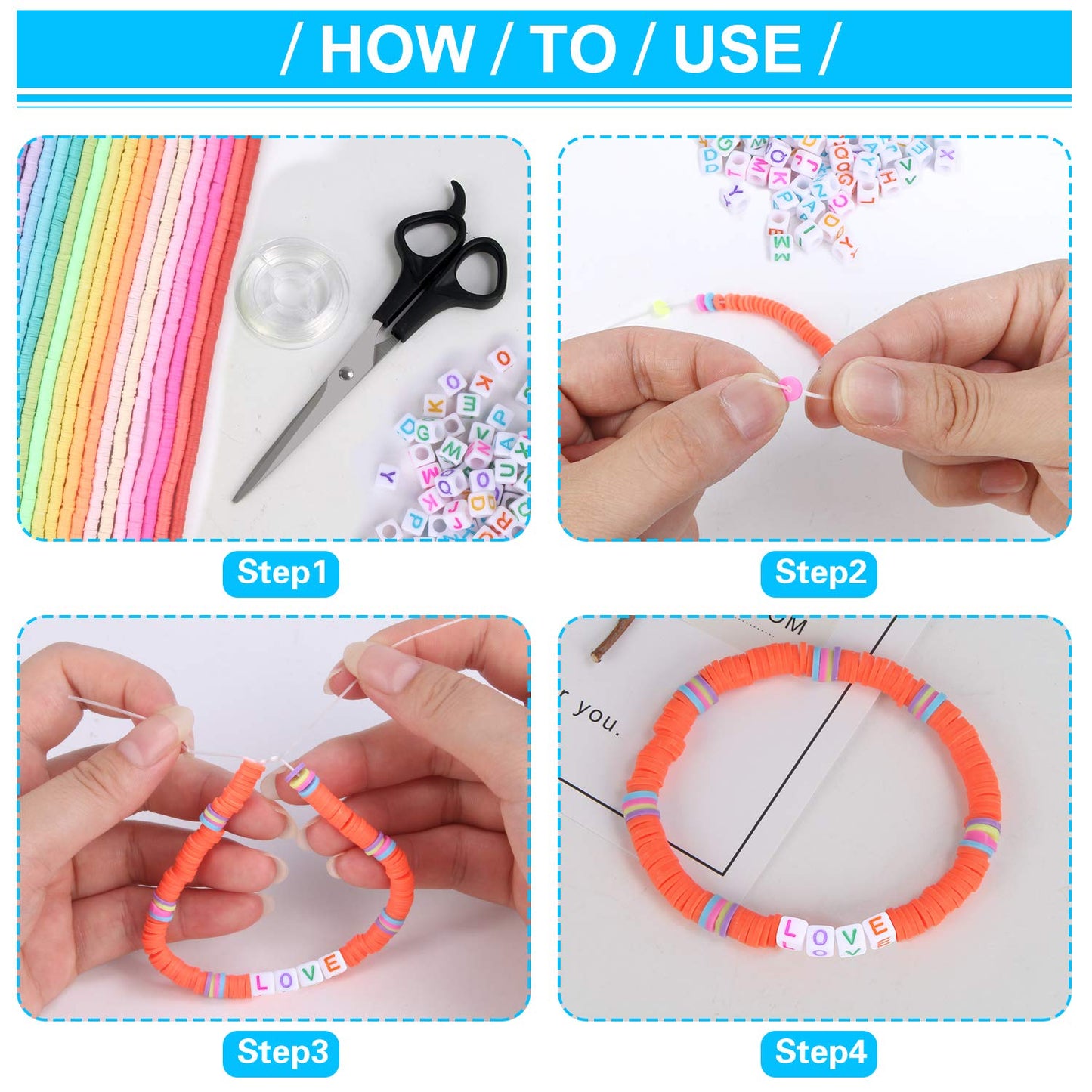 Clay Beads, 6700 Pcs Clay Beads for Bracelets Making Include Alphabet Letter Beads Round Heishi Jewelry Making Beads Flat Beads for Bracelets Making