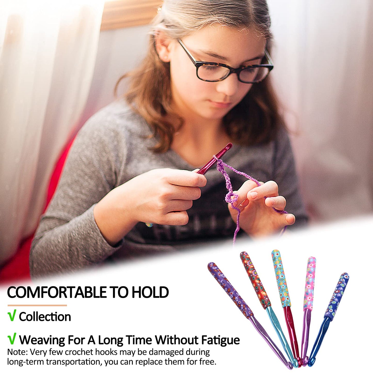 Coopay Large Size Warm Crochet Hooks for Crocheter, 6.5mm to 10mm Crochet Kit Crochet Hook Set Art Aluminum Soft Grip Crochet Needles for Crocheting, Comfort Knitting Hook Knitting & Crochet Supplies