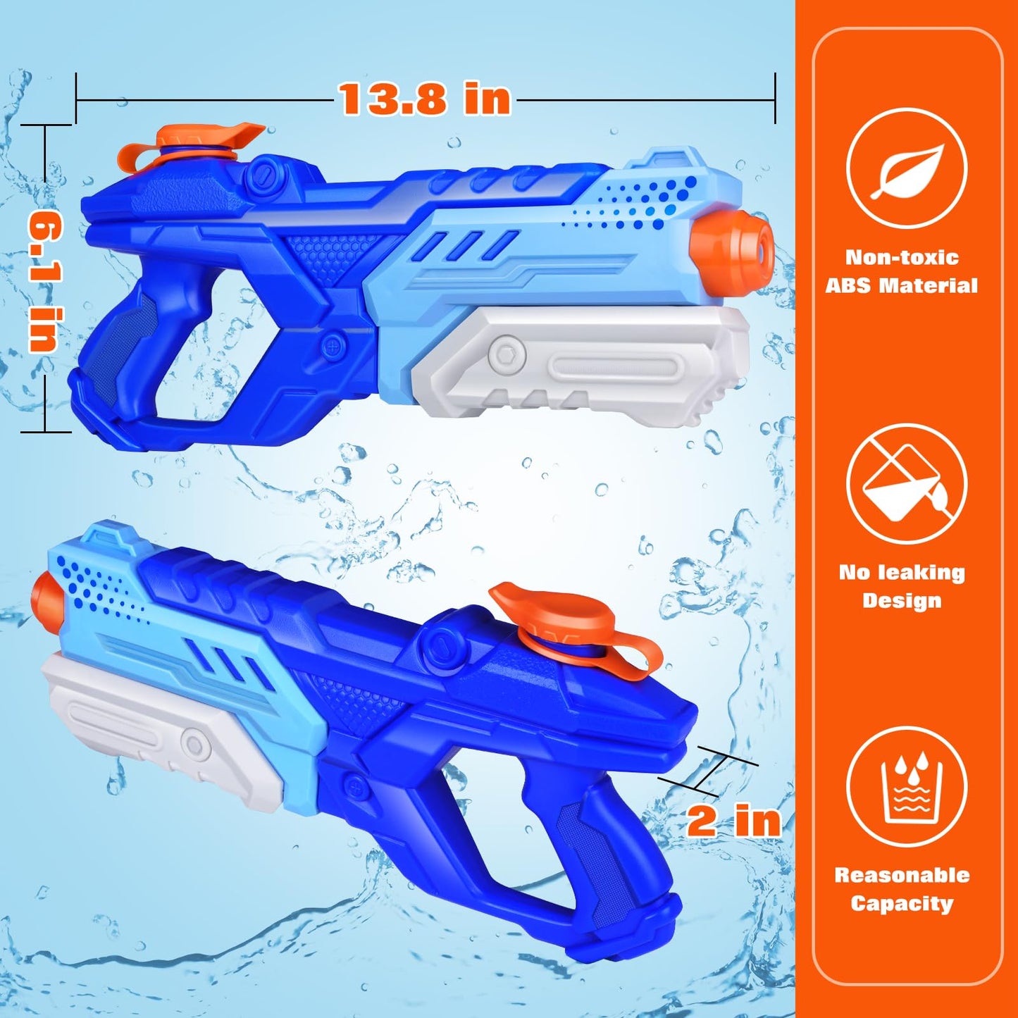 Quanquer 3 Pack Water Guns for Kids Adults - 600CC Squirt Water Toy Gun Super Blaster Soaker Long Range High Capacity Swimming Pool Beach Outdoor Fighting Toys for Boys Girls (Blue)