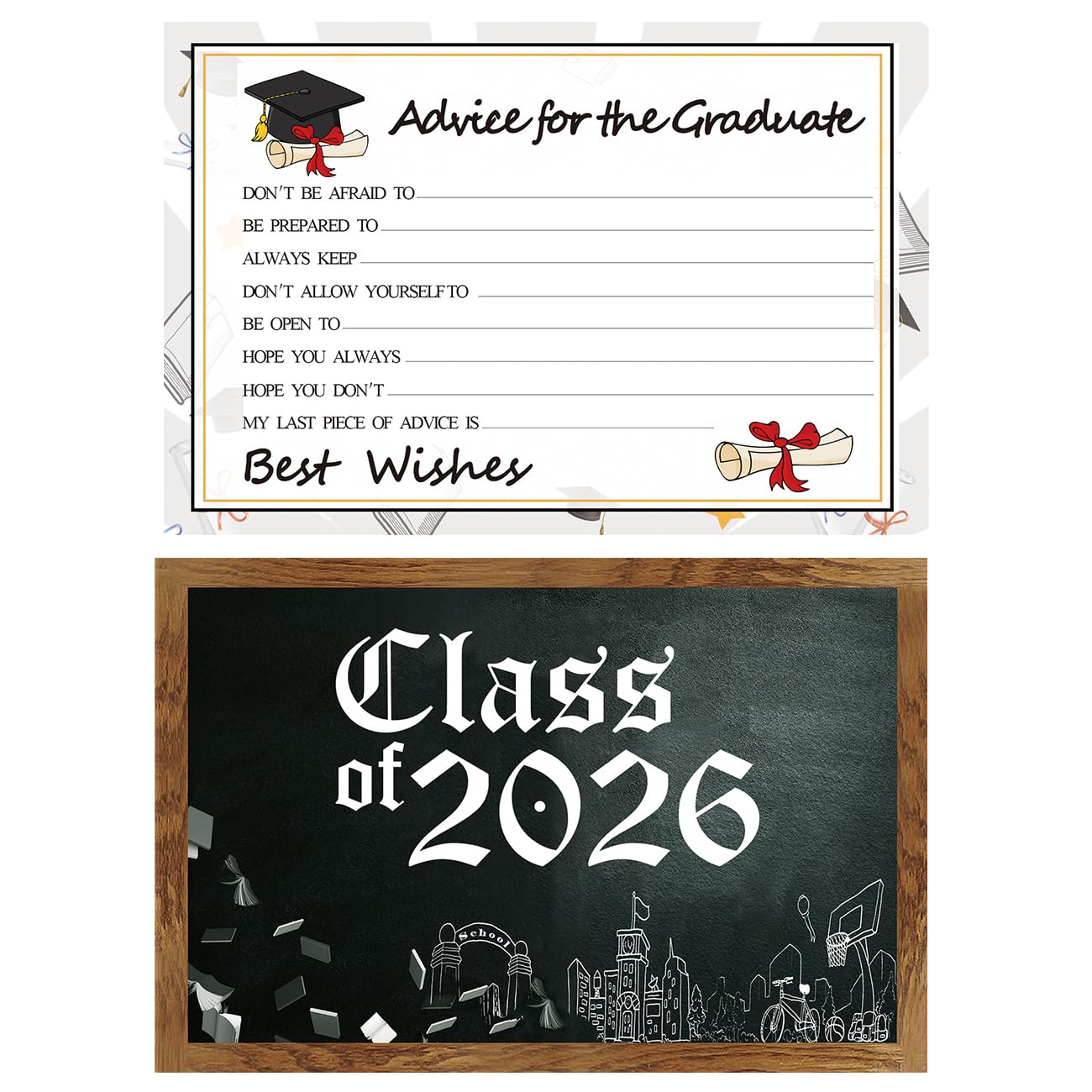 Graduation Wish Cards - 50PCs High School or College Graduation Advice Cards Supplies 2026 Decorations Grad Celebration Party Supplies for High School/College/Senior School