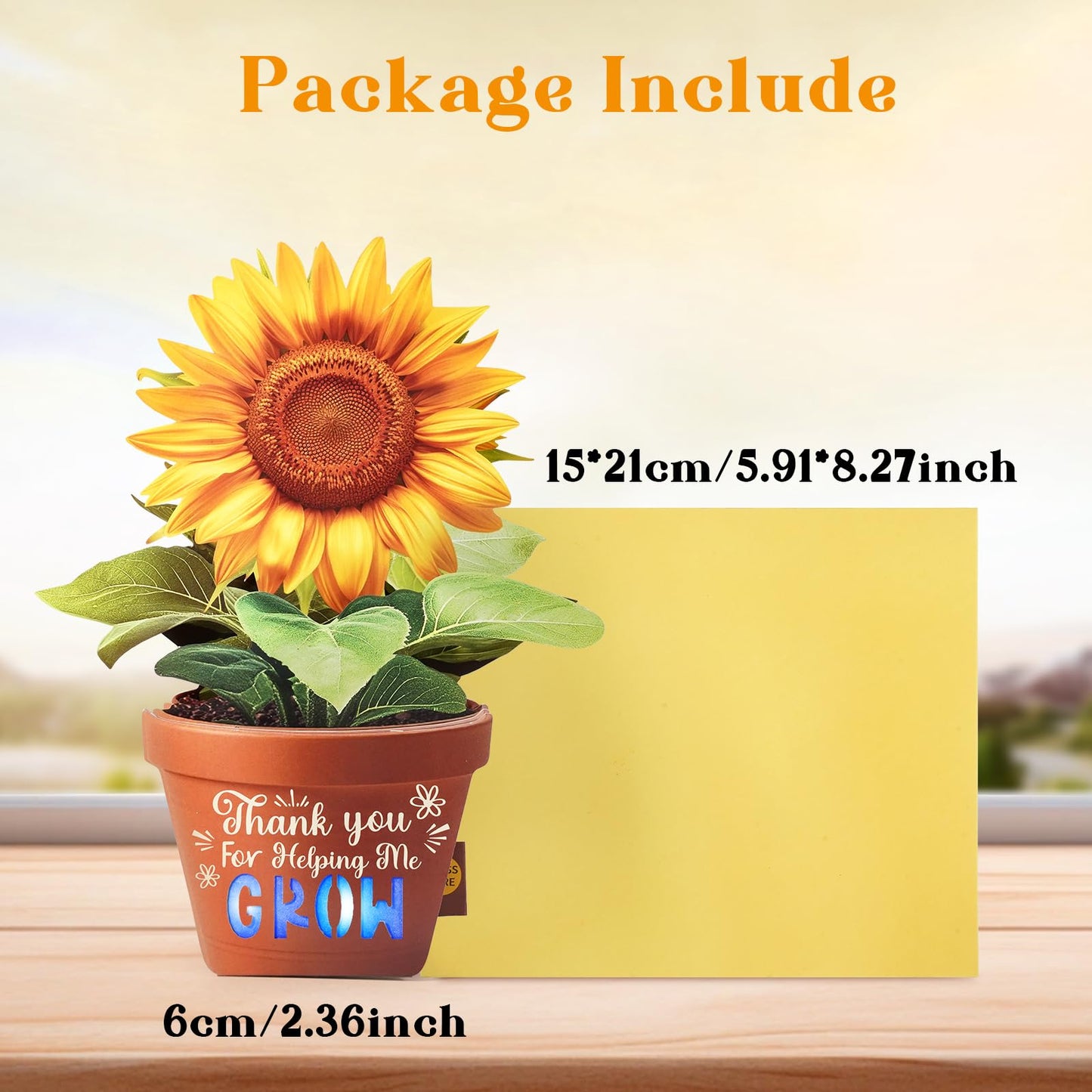 APOTODITO Teacher Appreciation Cards, Sunflower Graduation Card with Music and Lights with Text Thank You for Helping me Grow