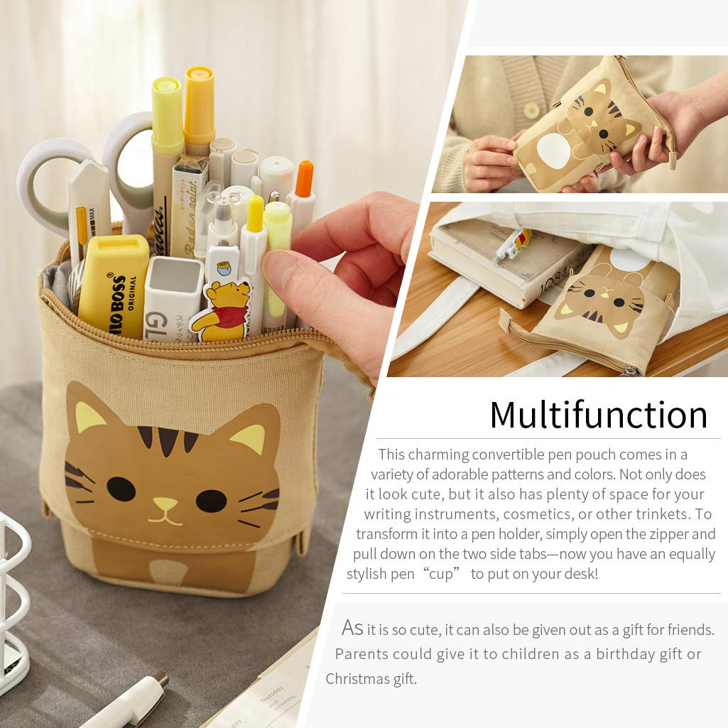 EASTHILL Big Capacity Pencil Pen Case Pouch Box Organizer Large Storage for Bullet Journal (Coffee)
