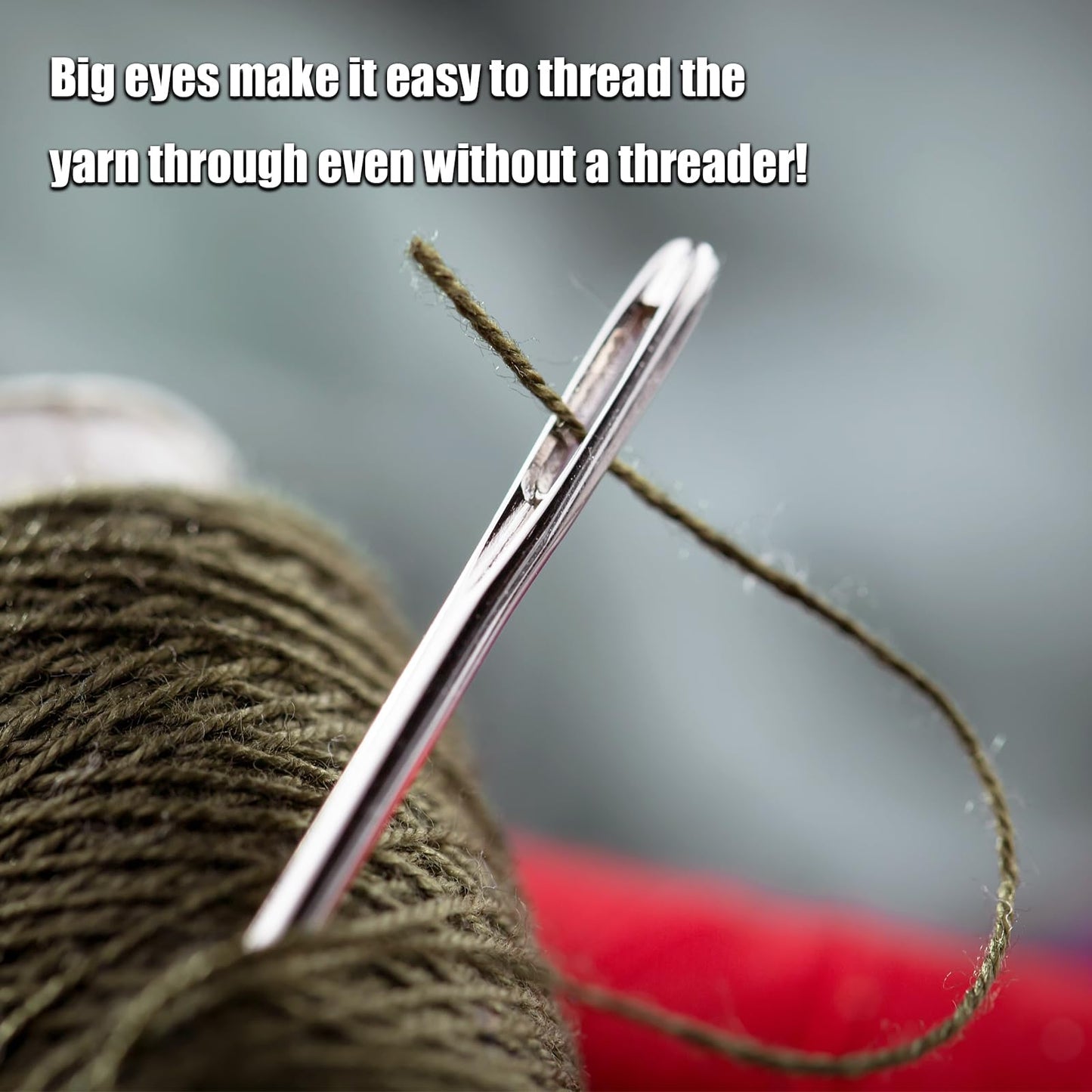 LET’S Beading Large Eye Sewing Needles 6 Sizes Leather Needles Embroidery Thread Needle Sharp Needles Yarn Embroidery Needle with Threader and Needle Bottle for Hand Embroidery DIY Crafting (60Pcs)