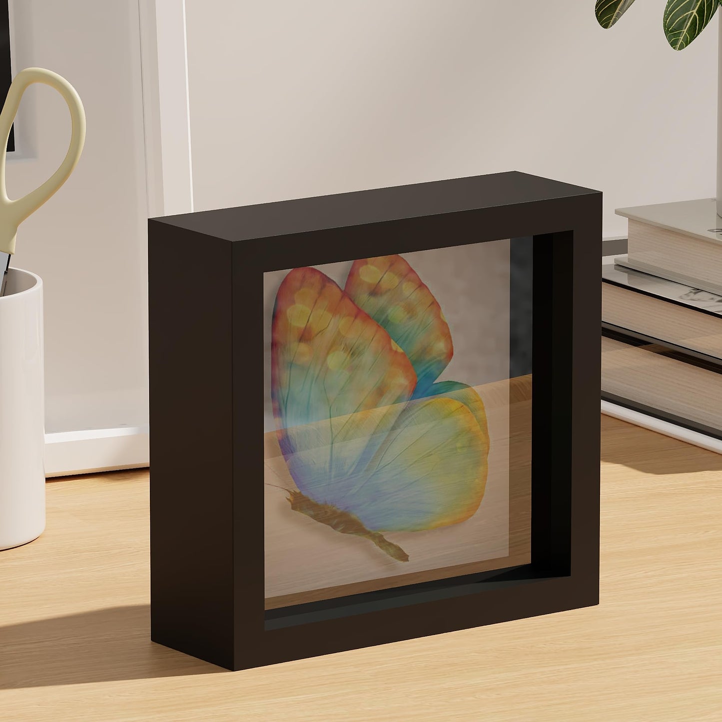 Picrit 5x5 Shadow Box Frame, Display Case Box with High Definition Real Glass and Black Back for Memorabilia, Baby Items, Wedding Memories, Crafts, Tickets and Photos, Black