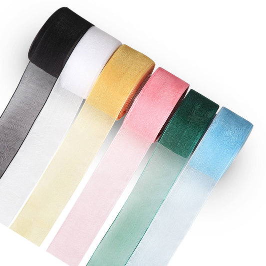 SoFire 6 Color 1 Inch Wide 60 Yards Sheer Chiffon Ribbon Organza Satin Ribbon Craft Ribbon for Gift Wrappping, Decoration