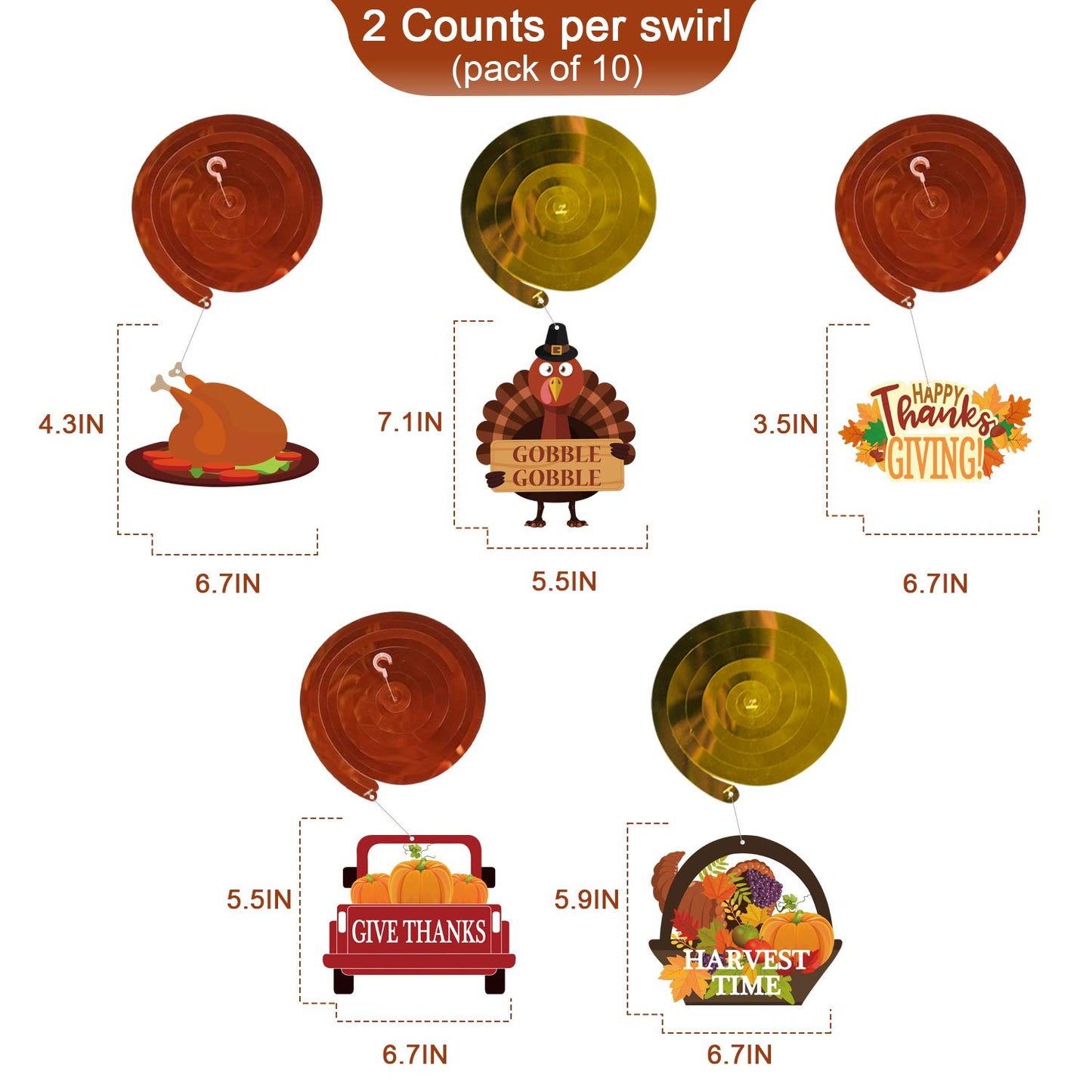 Thanksgiving Decorations Hanging Swirl - 34Pcs Thanksgiving Hanging Ceiling Streamers - Turkey Corns Pumpkin Maple Leaves Swirls for Home Indoor Outdoor Party Office Decor Supplies (NO DIY Required)