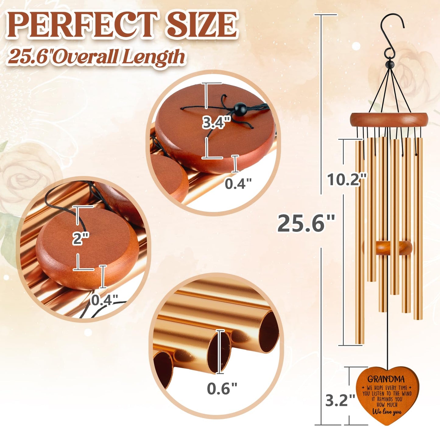 Gifts for Grandma, Grandma Birthday Gifts from Grandkids, Grandma Gift Wind Chimes, Mothers Day Grandma Gift, Present for Grandmother from Granddaughter Grandson Grandchildren
