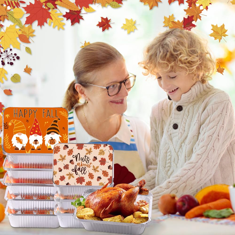36PCS Thanksgiving Food Containers 9 Styles Fall Foil storage Containers with Lids Aluminum Disposable Leftover Cookie Tin Pans for Holiday Gift Giving Party Supplies
