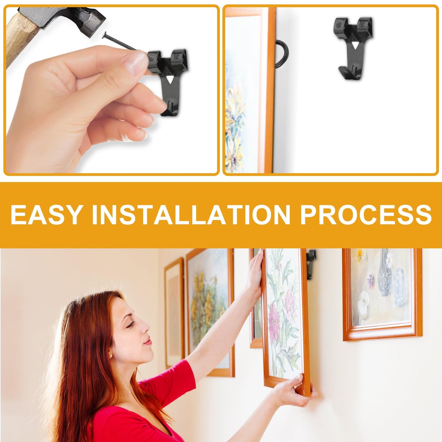 385Pcs Picture Hanging Kit with Heavy Duty Picture Hanging Hooks, Sawtooth, Hardware Nails and Picture Hanging Tool, Wall Hangers for Frame, Painting, Art, Photo (Black)