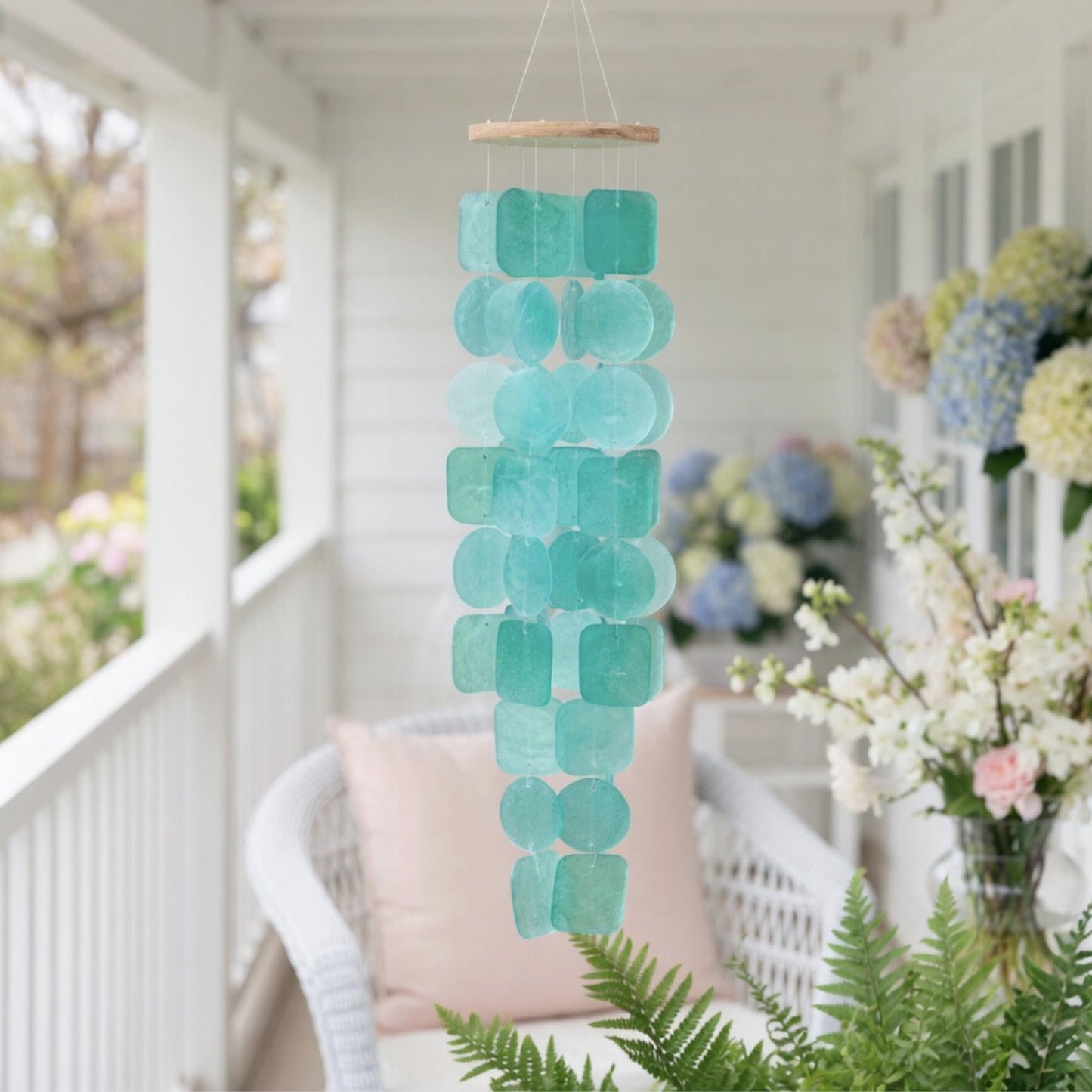 Solange & Frances Wind Chimes for Outside. Capiz Shell Wind Chime Outdoor Decor. Unique House Decor and Gifts for Women Who Have Everything. Ideal for Mom