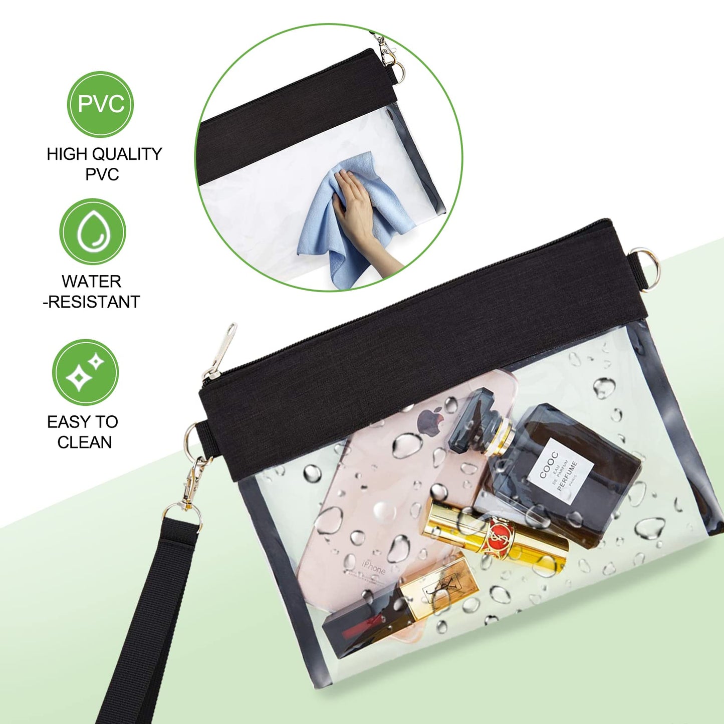 USPECLARE Clear Crossbody Purse Bag Stadium Approved Clear Tote Bag for Work Concert Sports(Black)