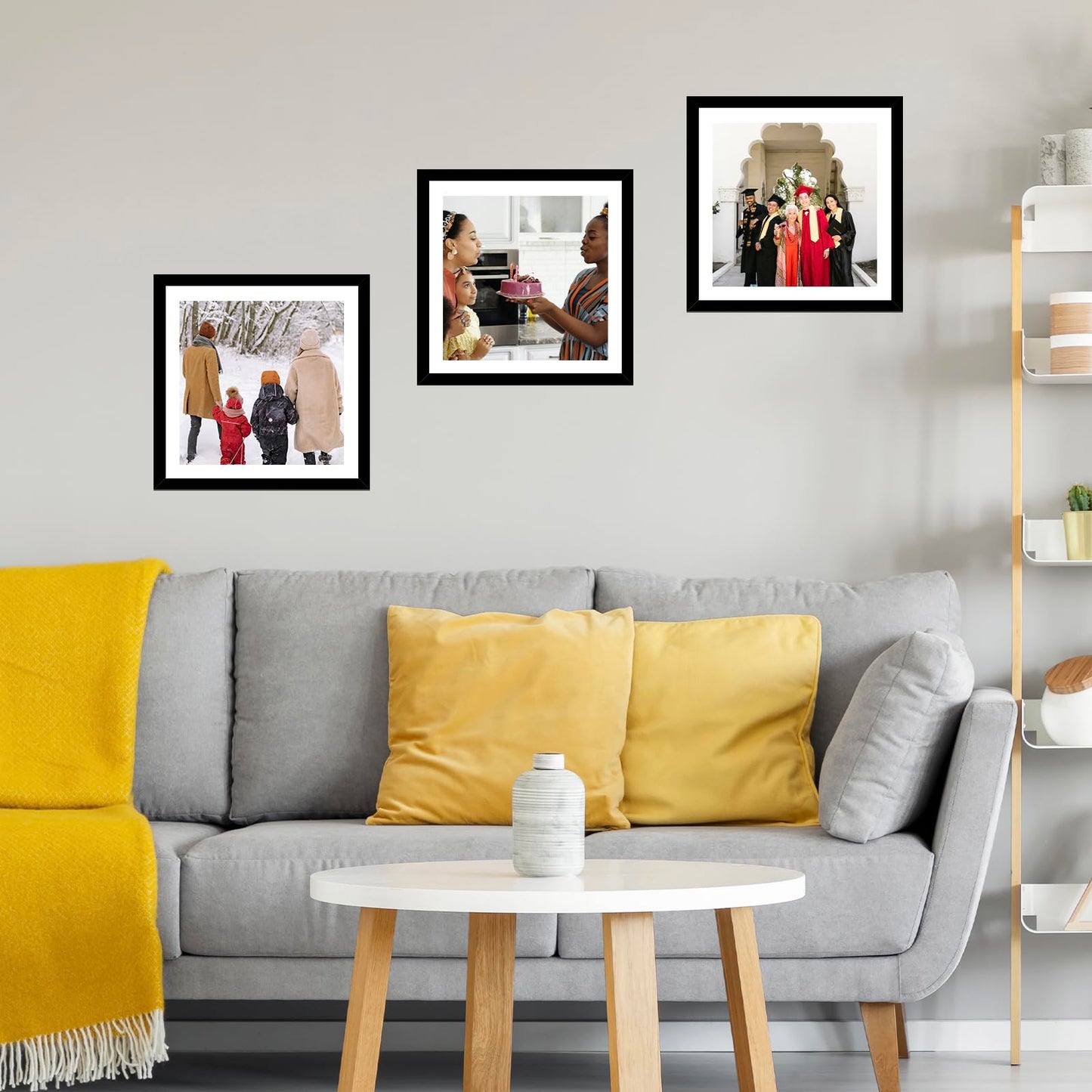 JCJMY 12x12 Picture Frame with Mat for 30 x 30cm Diamond Art Painting, Display Photo 10x10 or 12 x 12 Without Mat, Wall Hanging Large Frame with Plexiglass, Black