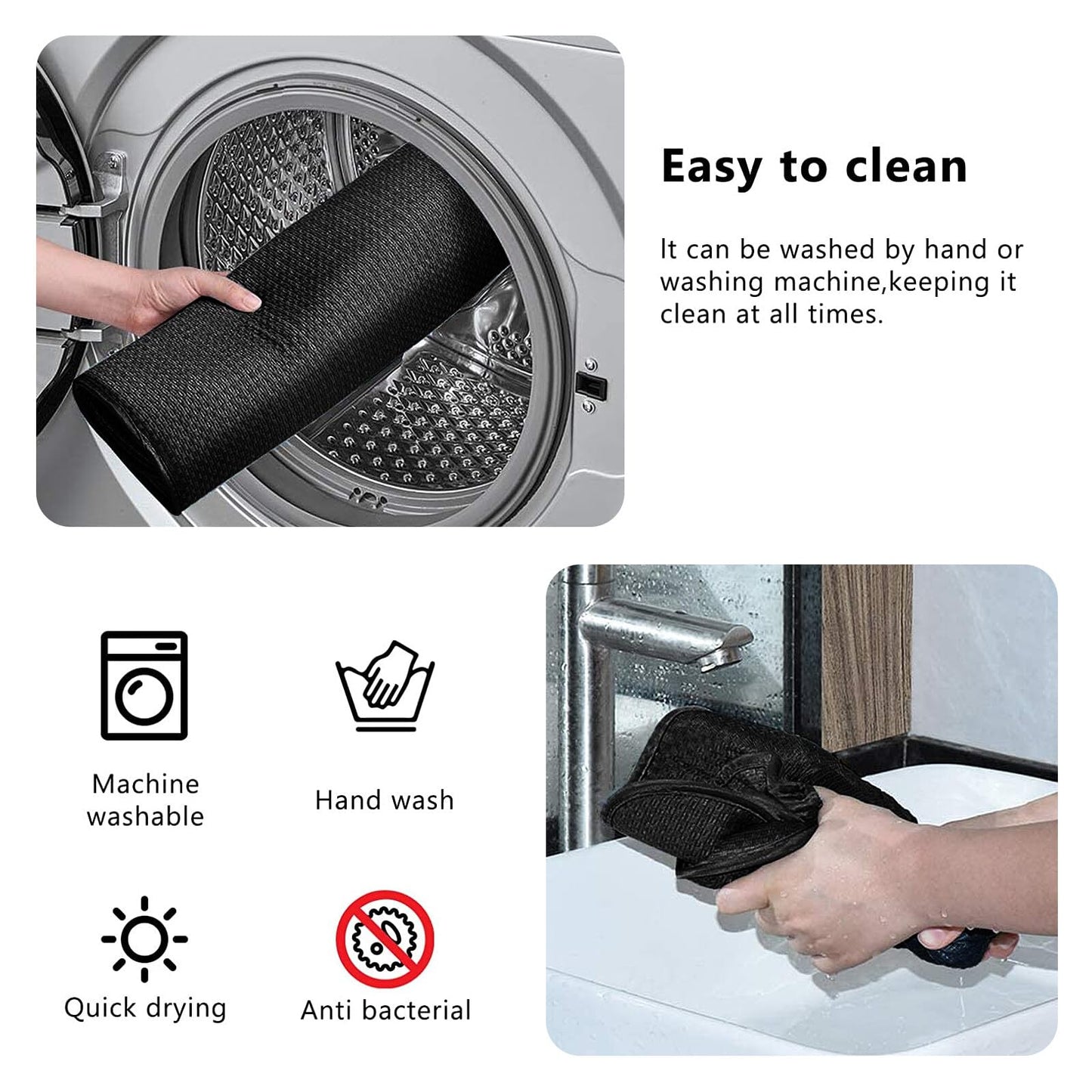 Microfiber Dish Drying Mat 2 Pack, 20 X 15 Inch Kitchen Counter Mats Reversible Baby Bottles Dish Dry Pad,Super Absorbent (Black)