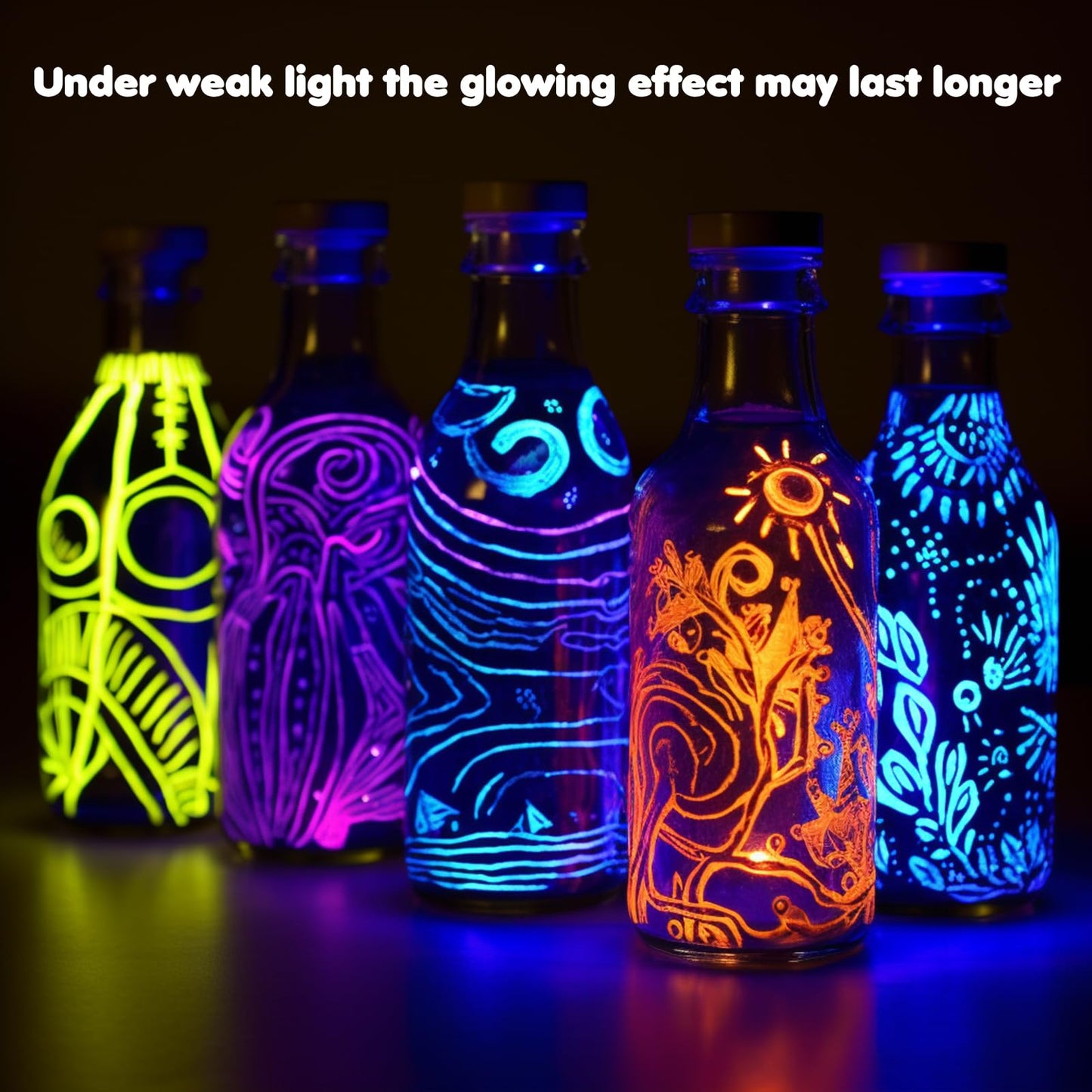 Roizefar Glow in the Dark Paint, 21 Colors (20 ml /0.68 oz) 3D Permanent Acrylic Fabric Paints for Clothes, Neon Fabric Paint for Art Painting and Crafts