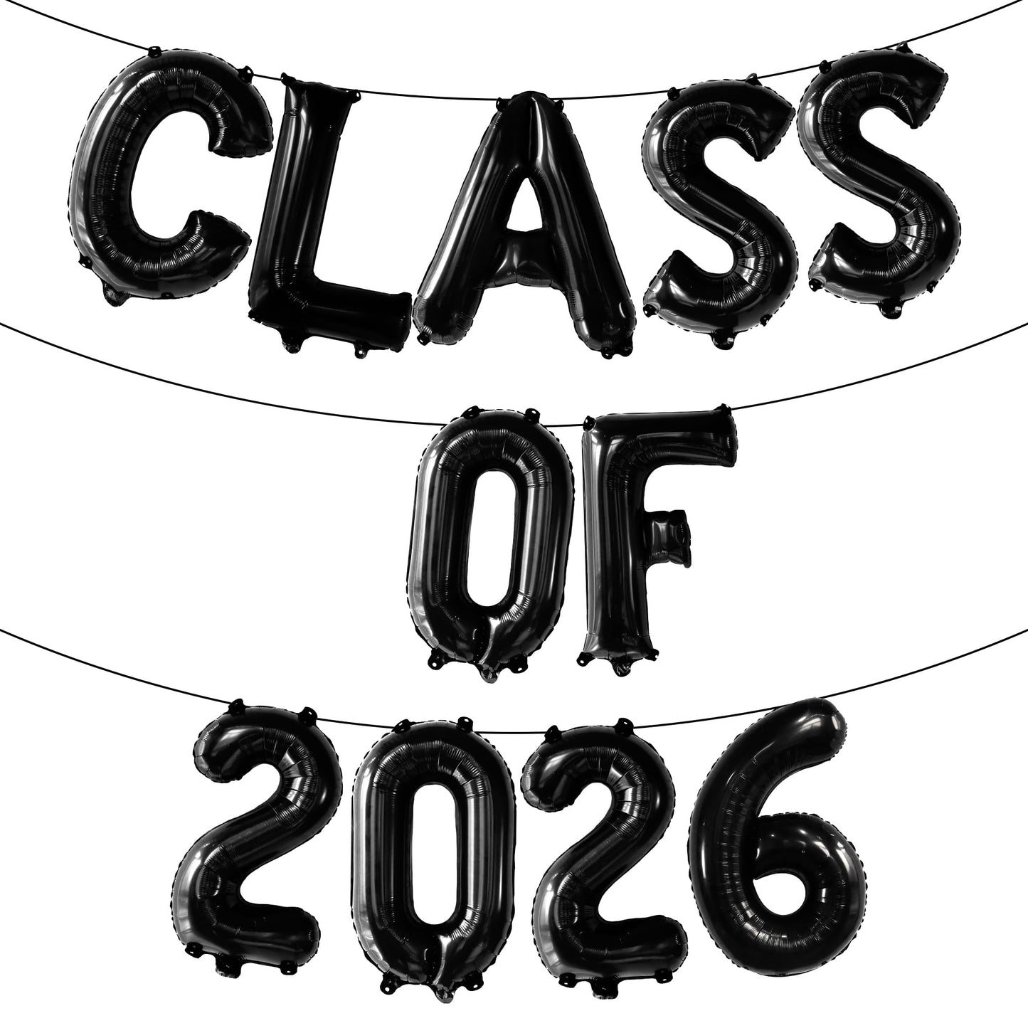 KatchOn, Black Class of 2026 Balloons - 16 Inch | Graduation Balloons Banners | Black Graduation Decorations 2026 | Class of 2026 Banner for Class of 2026 Decorations, Graduation Party Decorations