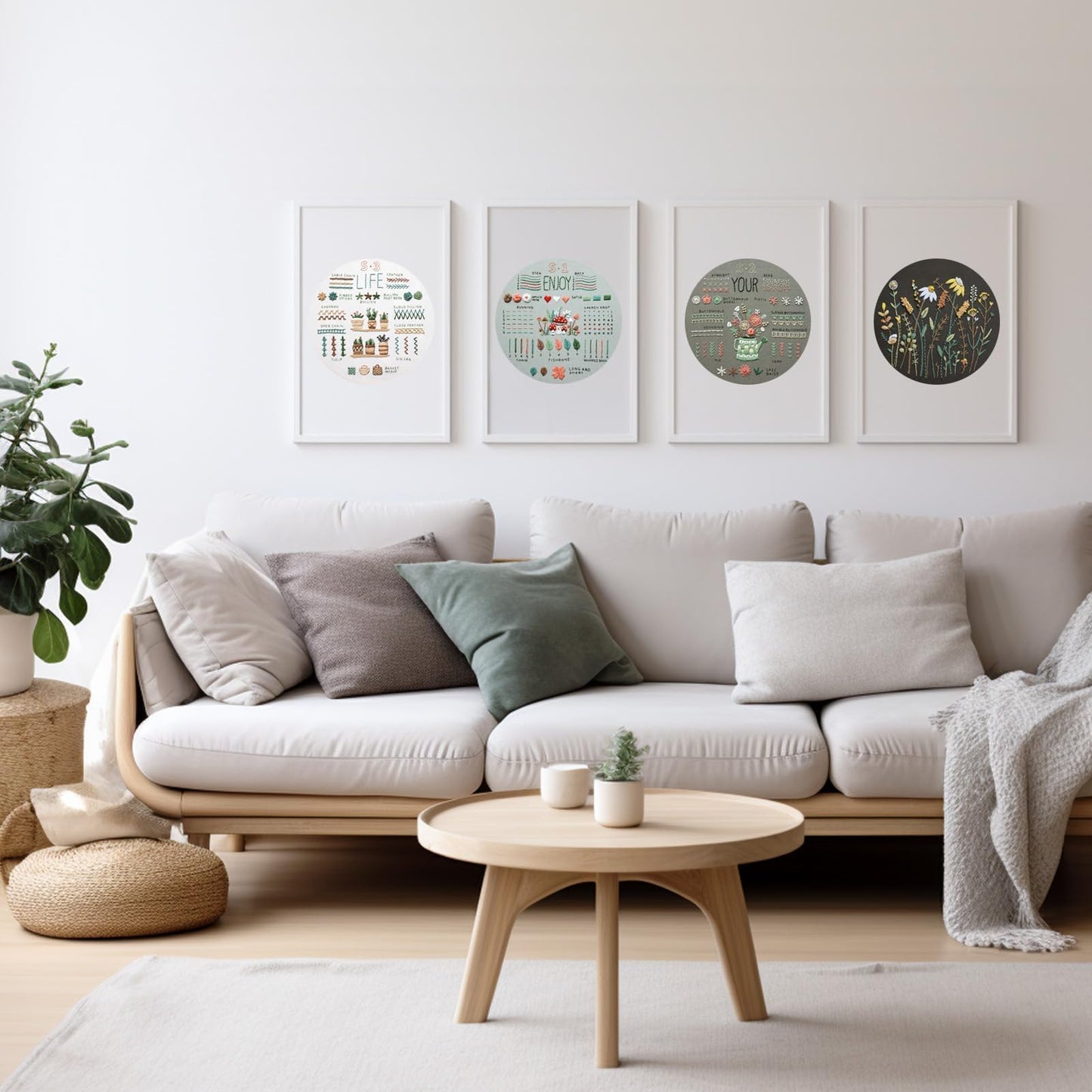 ETSPIL Embroidery Kit for Beginners, 4 Floral Patterns, Learn 33 Stitches, Pre-Printed Fabric, 7.8-Inch Hoop, Colored Threads and Needles, Easy Video Guide, DIY Hand Sewing Gift for Adults and Teens