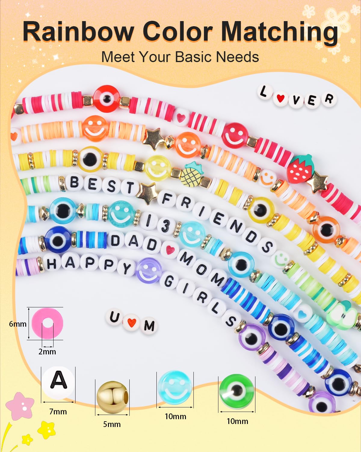 Clay Beads Bracelet Making Kit 5000 Pcs Friendship Bracelet Kits Flat Beads for Jewelry Making Polymer Heishi Beads Set for Bracelet Necklace DIY Crafts Gift for Girls Ages 6-12