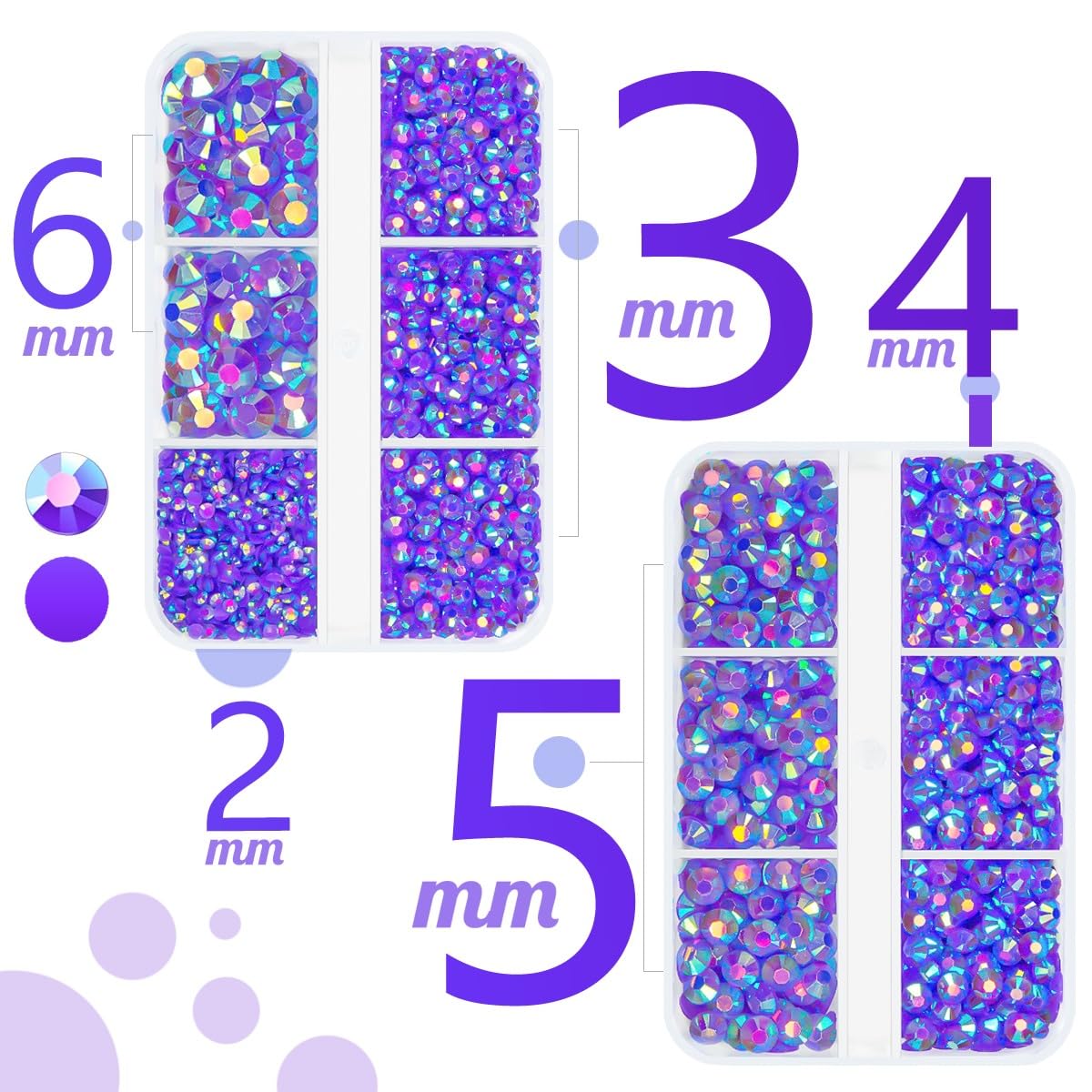qiipii Dark Purple AB Resin Rhinestones for Crafting Deep Purple Flatback Jelly Stones 2mm 3mm 4mm 5mm 6mm Gems Diamonds Charms for Face Eyes Makeup Tumblers Bottles DIY Crafts Clothes Shoes Phones