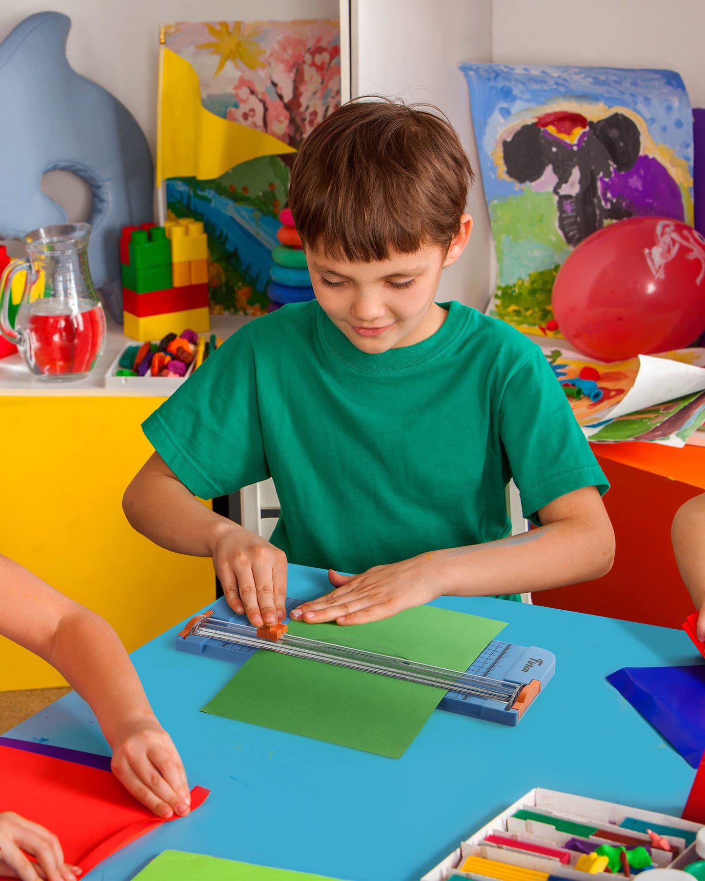 Firbon Blue A4 Paper Cutter Bundle with 5Pcs Refill Blades, 12 Inch Paper Trimmer with Side Ruler for Scrapbooking, Craft, Coupon, Label, Cardstock