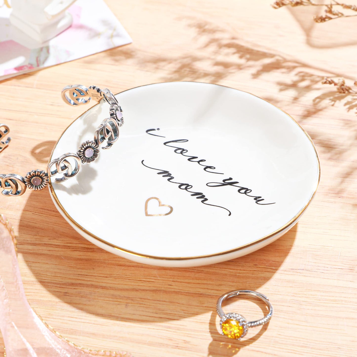 PUDDING CABIN Mom Gifts: I Love You Ring Dish for Mom's Birthday, Valentines, Christmas & Wedding