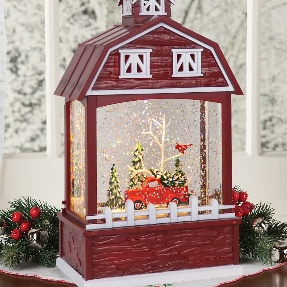 Eldnacele Musical Snow Globe Lantern with Timer, Lighted USB/Battery Operated Swirling Singing Water Glittering, Snow Globes Lamp for Adults and Kids Christmas Decoration- Car