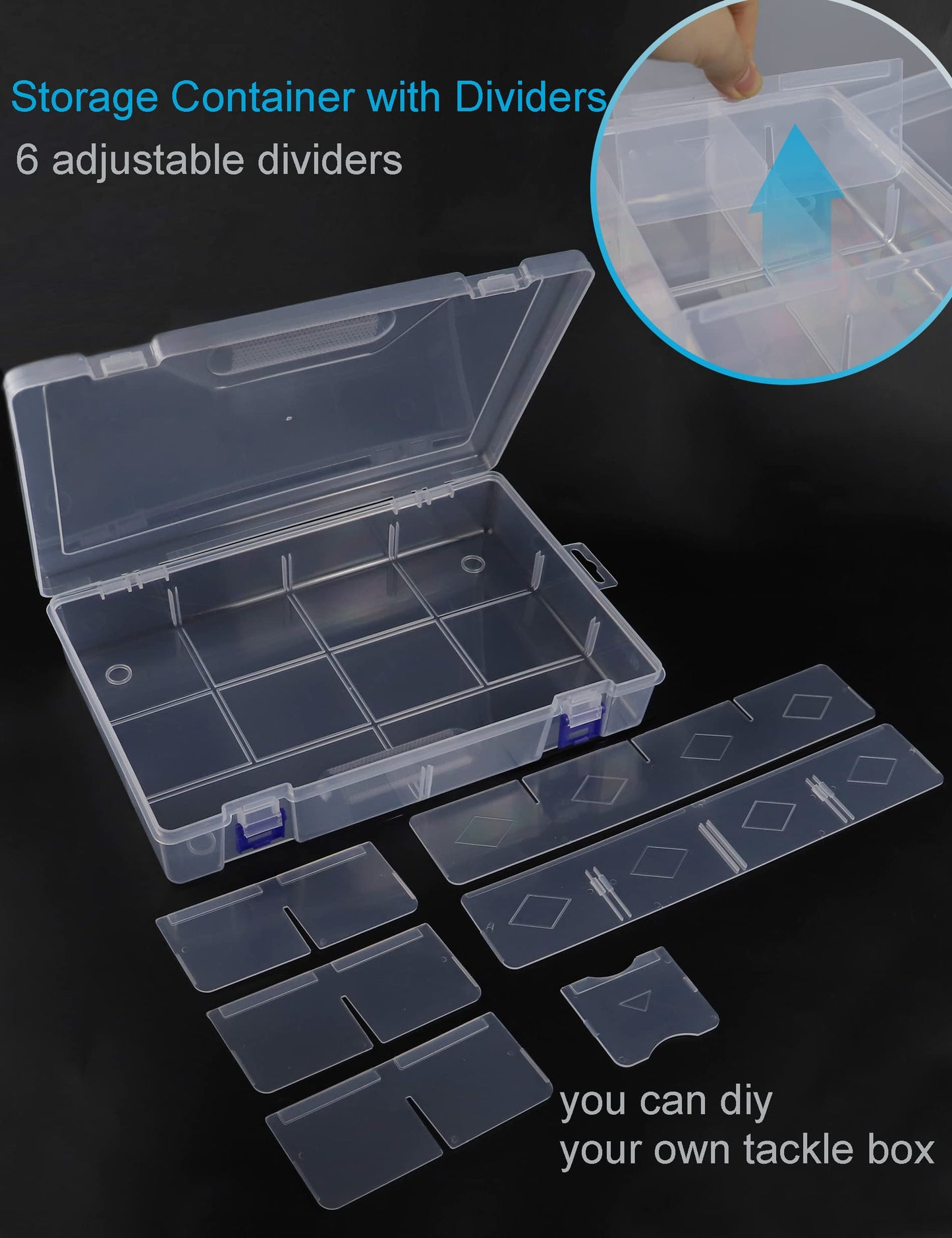 Beoccudo Tackle Box Beads Organizer Tackle Boxes with Dividers Plastic Storage Large 10 Grids Box Jewelry Compartment Container