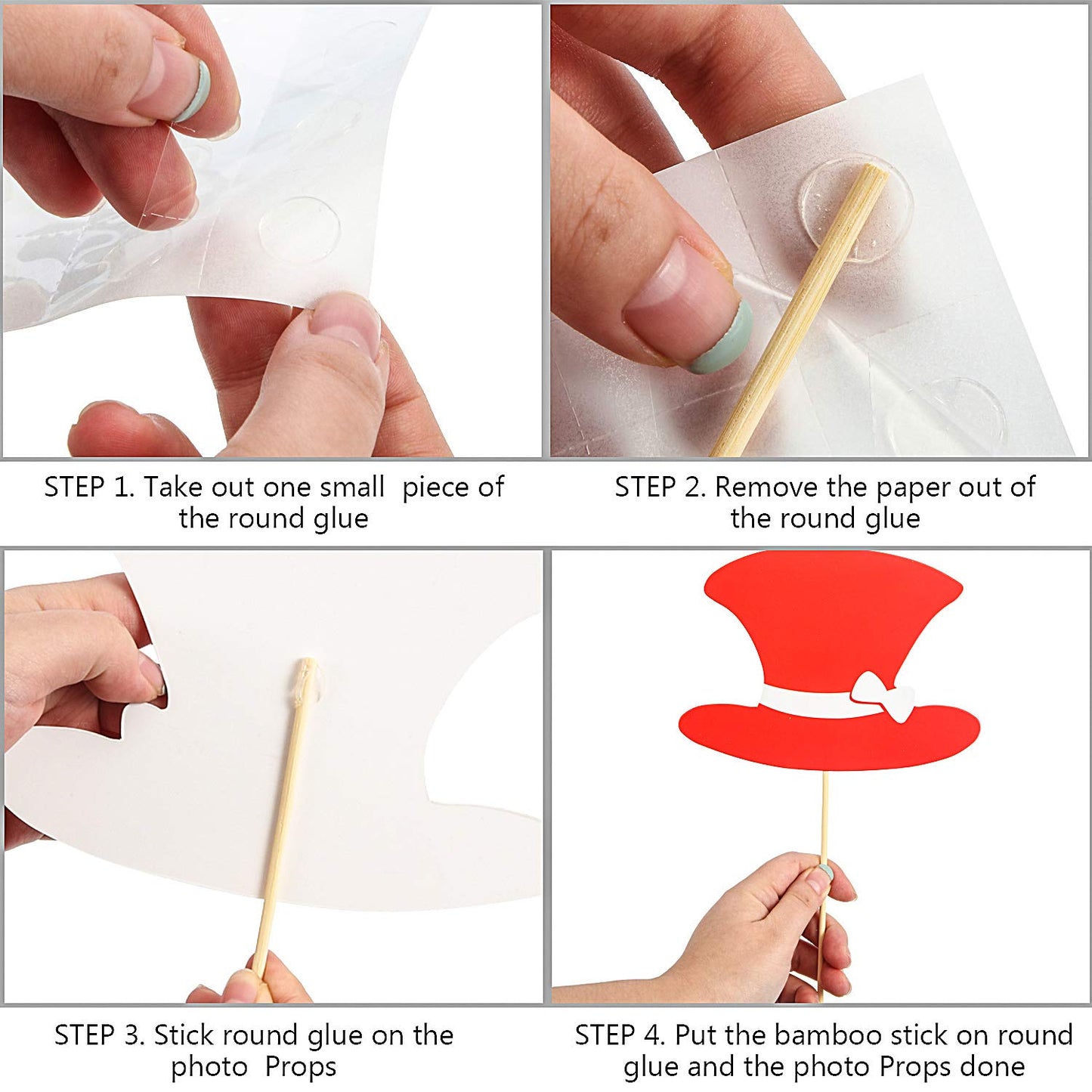 Gejoy 60 Pcs Graduation Photo Booth Props DIY Kit Funny Selfie Props Accessories for Grad Wedding Prom Party Supplies Favors with Mustache on a Stick, Hats, Glasses, Mouth, Bowler, Bowties(Classic)