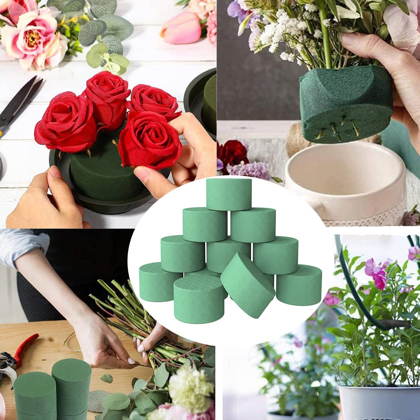 12 Pcs 3 Inch Flower Foam Block Round DIY Flower Arrangement Kit Wet Flower Foam for Artificial Flowers, Wedding Aisle Flowers, Party Decoration