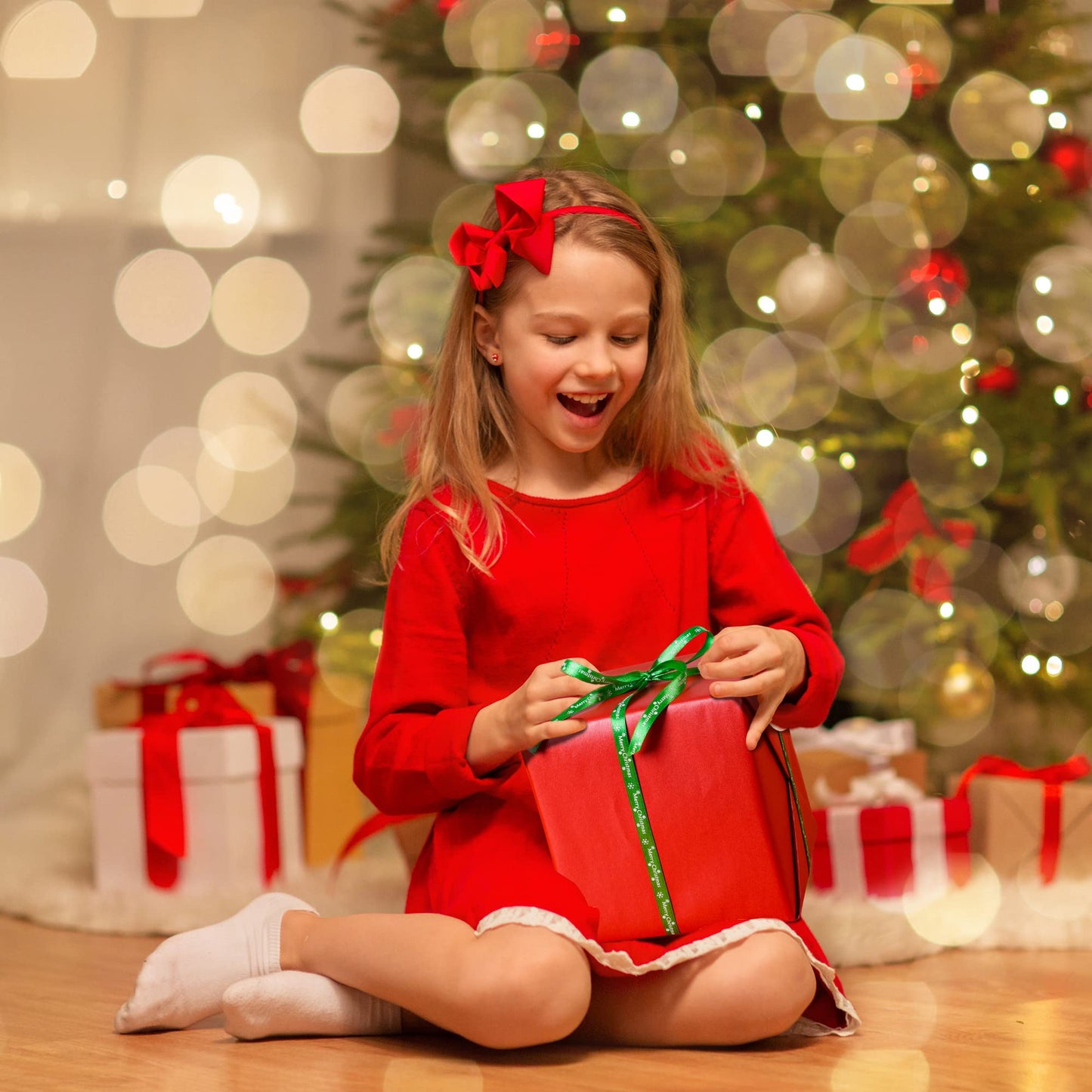 LIUYAXI 100 Yards 20 Rolls Christmas Ribbons Printed Grosgrain Ribbon Metallic Glitter Holiday Festival Double Faced Satin Ribbons 10 mm Wide for Gift Wrapping Crafts Xmas Decorations