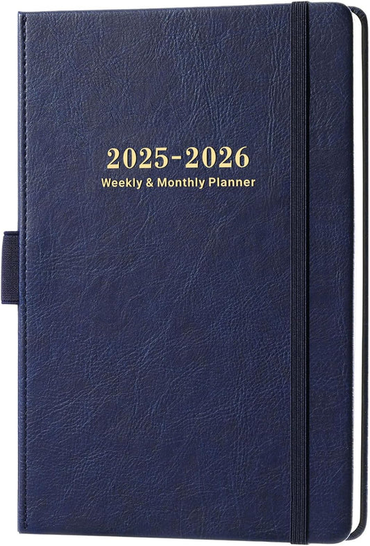 Planner 2025-2026 Weekly and Monthly with Stickers, 5.7" X 8.2", July 2025 - June 2026, 2025-2026 Calendar Planner, Pen Holder, Inner Pocket, 44 Notes Pages - Blue