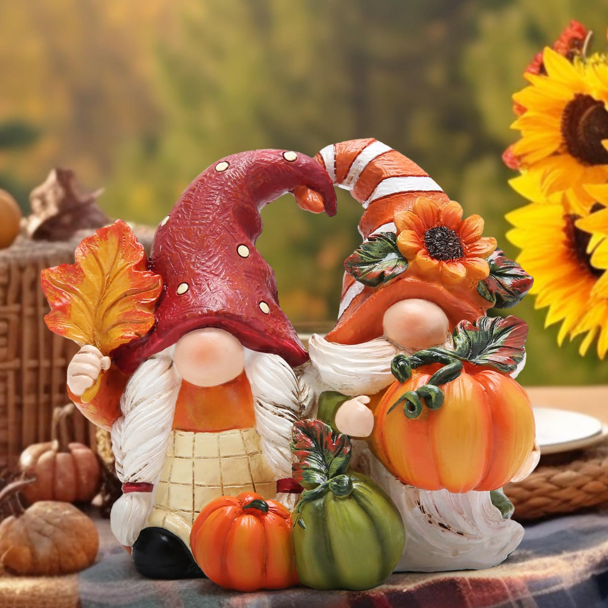 Hodao Fall Thanksgiving Pumpkin Gnome Decoration, Home Harvest Certerpiece