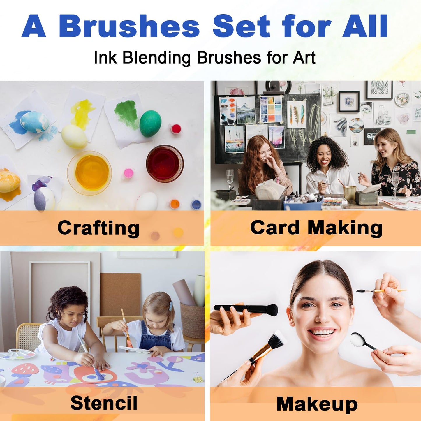 6 Pack Ink Blending Brushes for Crafting Stencil Brushes, Tool for Stamping Scrapbooking, Card Making Ink Blending for Crafter (Size 4, Black Handles)