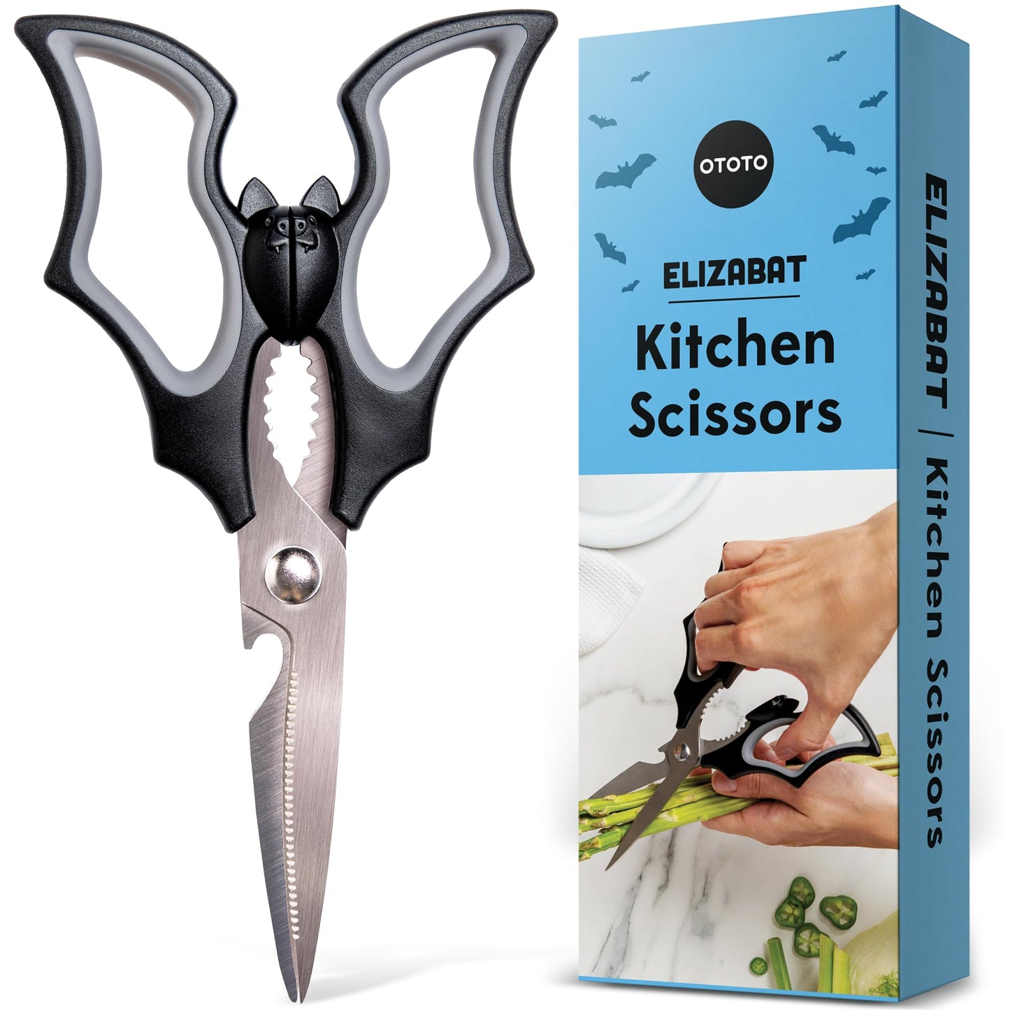 Elizabat Kitchen Scissors - Goth Cute Bat Kitchen Shears, Gothic Scissors Utensils - Cute Gadgets