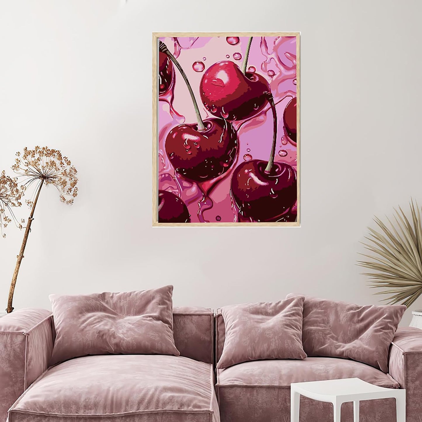 AIBOERL Cherry Diamond Art Kits for Adults,Cherry 5D Diamond Painting Kits for Adults Beginners,DIY Full Round Drill Diamond Dot Painting Gem Art Kits for Adult, Home Wall Decor 12x16Inch