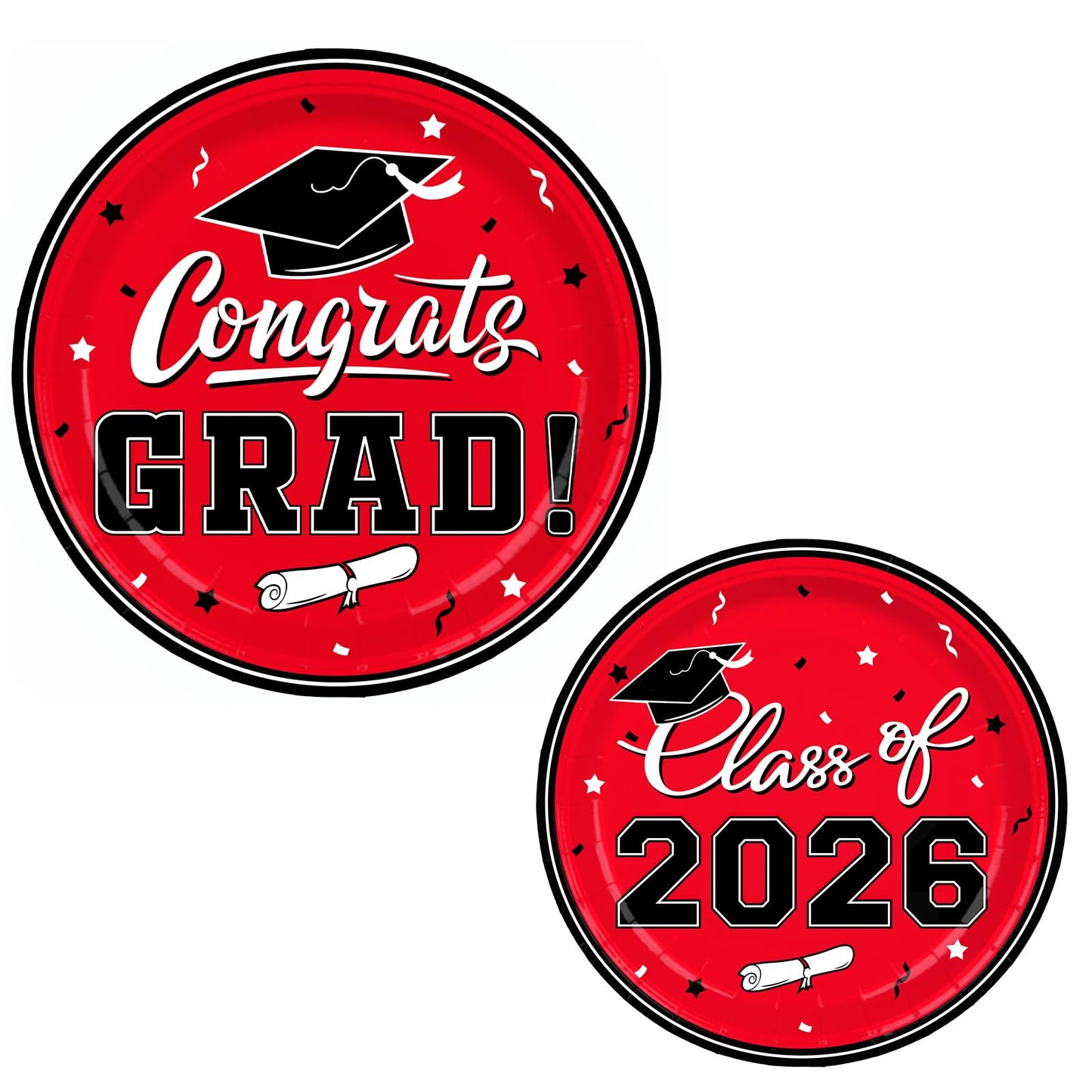 Graduation Decorations class of 2026 Gatherfun Congrats Grad Party Dinnerware Set Red Disposable Paper Plates Napkins Cups Tablecloth Banner for Graduation Decorations 2026 deals, Serve 25