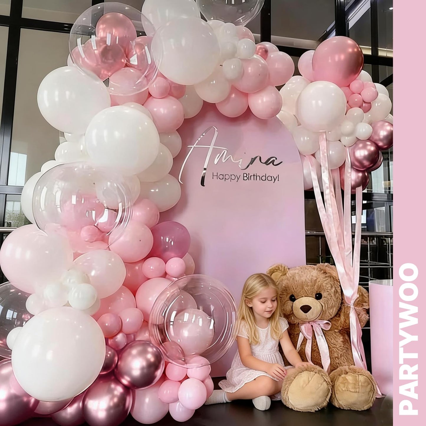 PartyWoo Pink and White Balloons 66pcs 12 Inch Light Pastel Baby Metallic Pearl Pink Matte White Confetti Balloons for Gender Reveal Wedding Bridal Girl Baby Shower Princess Birthday Party Decorations