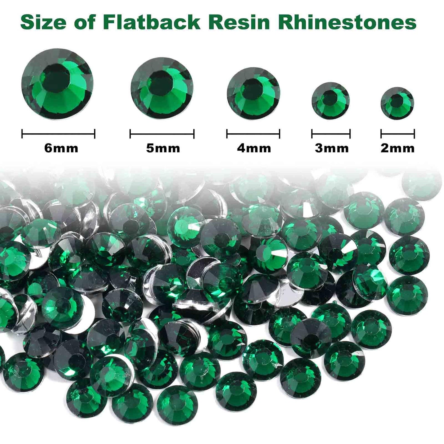 Resin Rhinestones Kit for Crafts,8400 pcs Green Flatback Rhinestones Mixed 5 Sizes 2mm-6mm with B7000 Glue Tweezers and Wax Pencil for Fabric Tumblers and Clothes