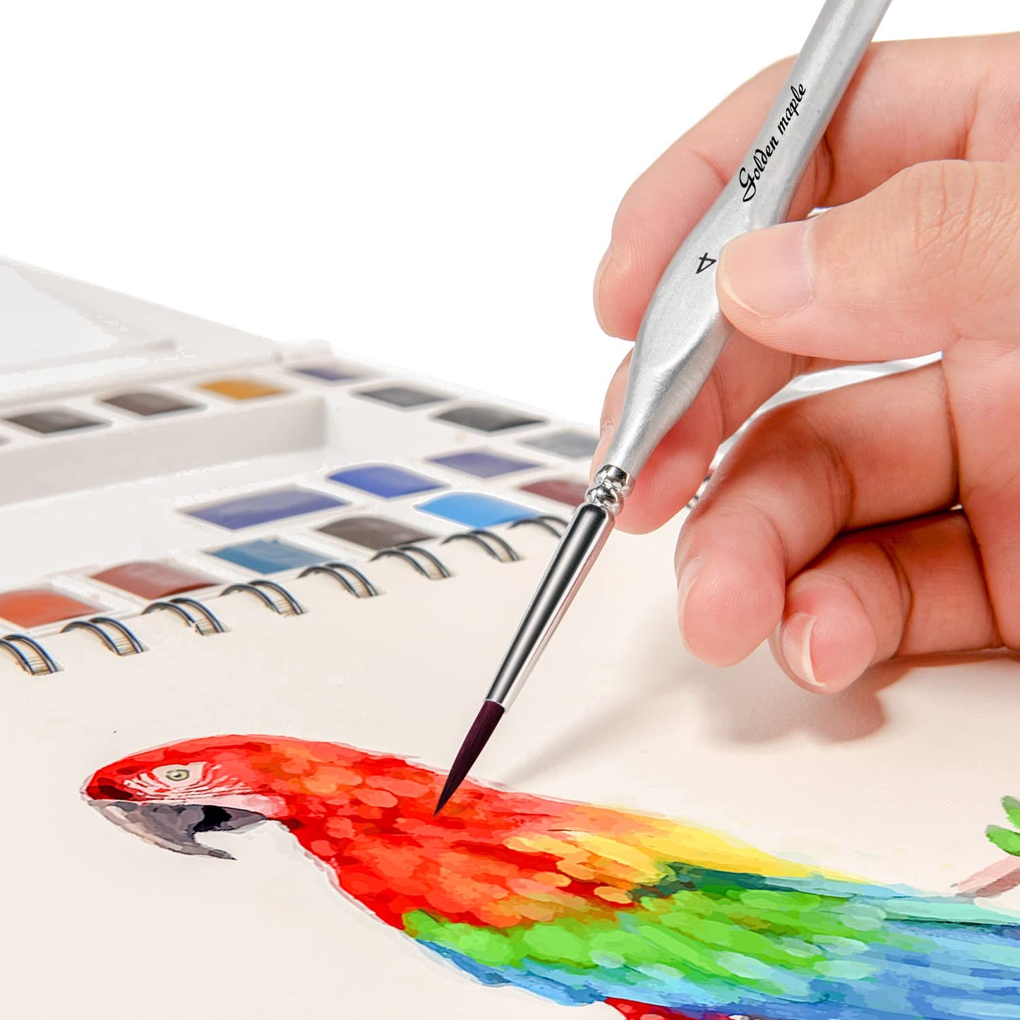 Golden Maple Detail Paint Brush Set, 15 PC Miniature Painting Brushes Kit Small Fine Paint Brush Set for Acrylic, Enamel, Watercolor, Oil, Model Painting