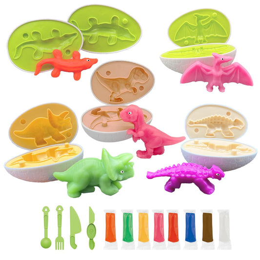 Yositochuan Dinosaur Eggs Dough Play Set, Dino Clay Molds for Kids Ages 3-8