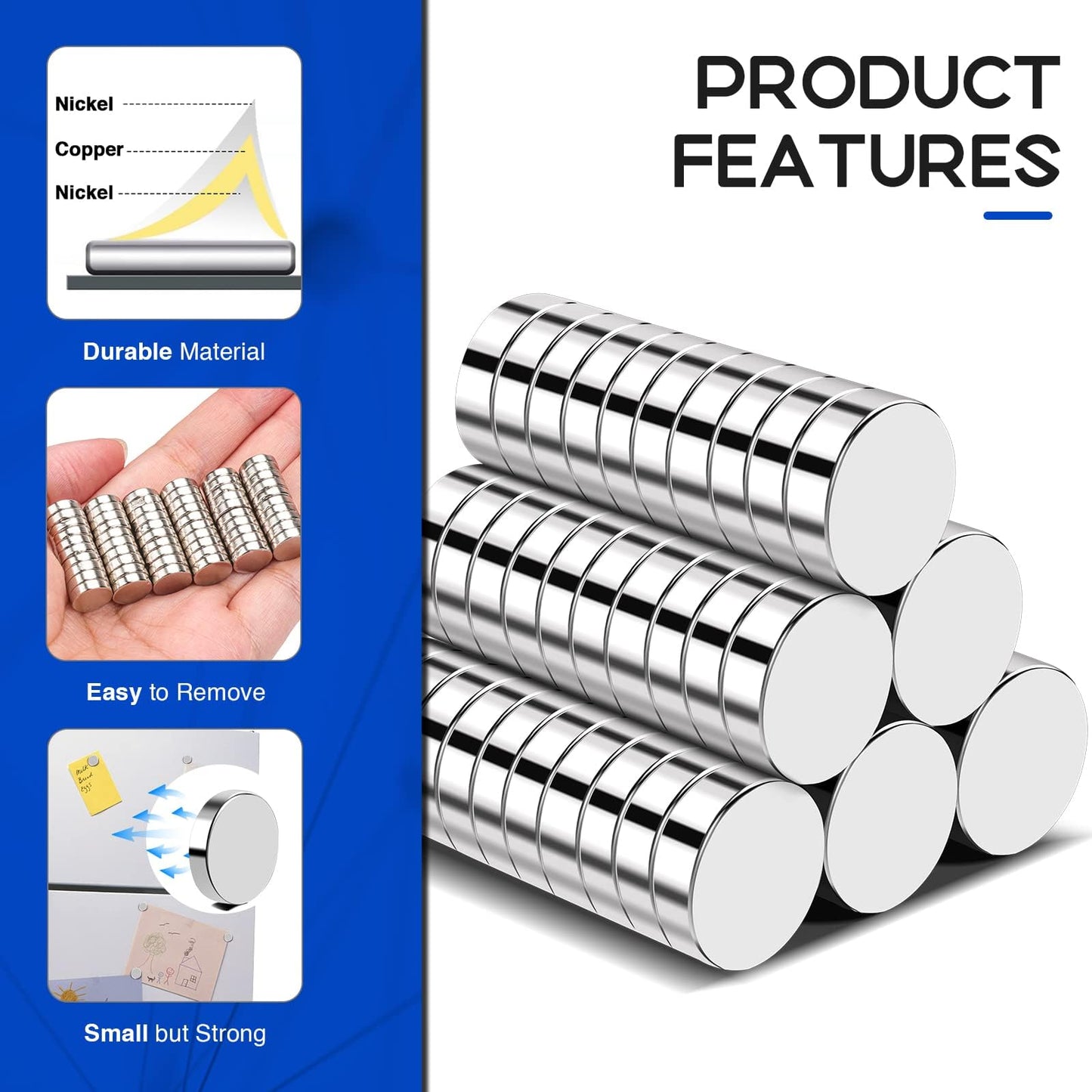 VSKIZ Refrigerator Magnets, 120 Pcs Rare Earth Magnets, Neodymium Fridge Magnet Whiteboard Magnets for Crafts, DIY, Office, Dry Erase Board