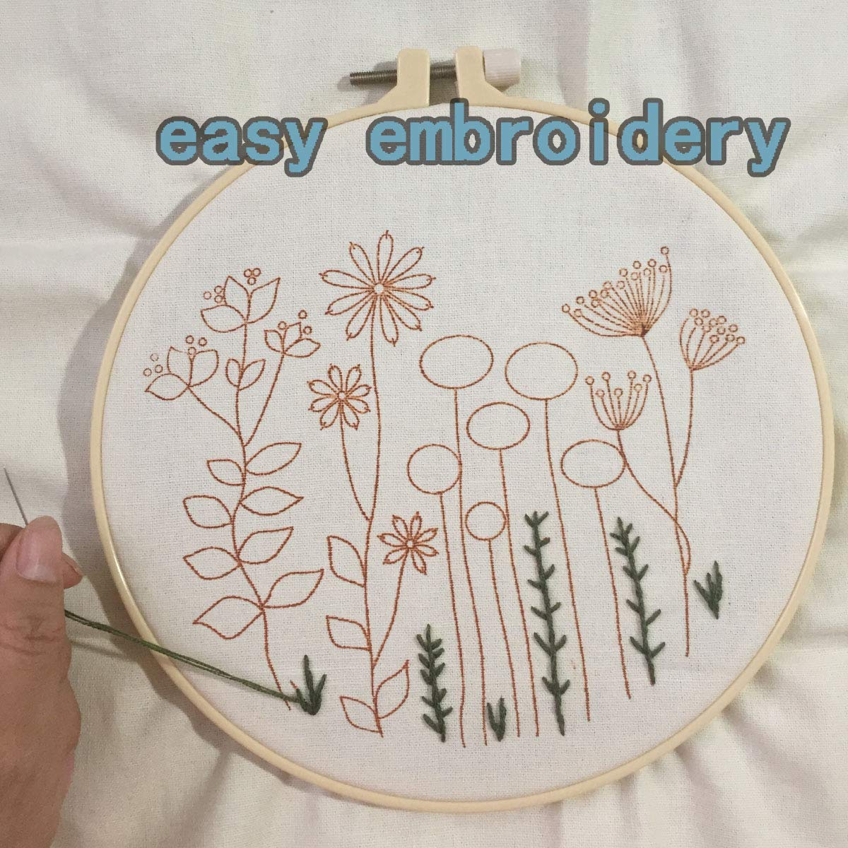 3 Sets of Beginner Embroidery Kits with 3 Patterns and 6 Needles, Needlepoint Kits for Adults,Including Embroidery Floss,3 Plastic Hoops and 3 Cotton Fabric
